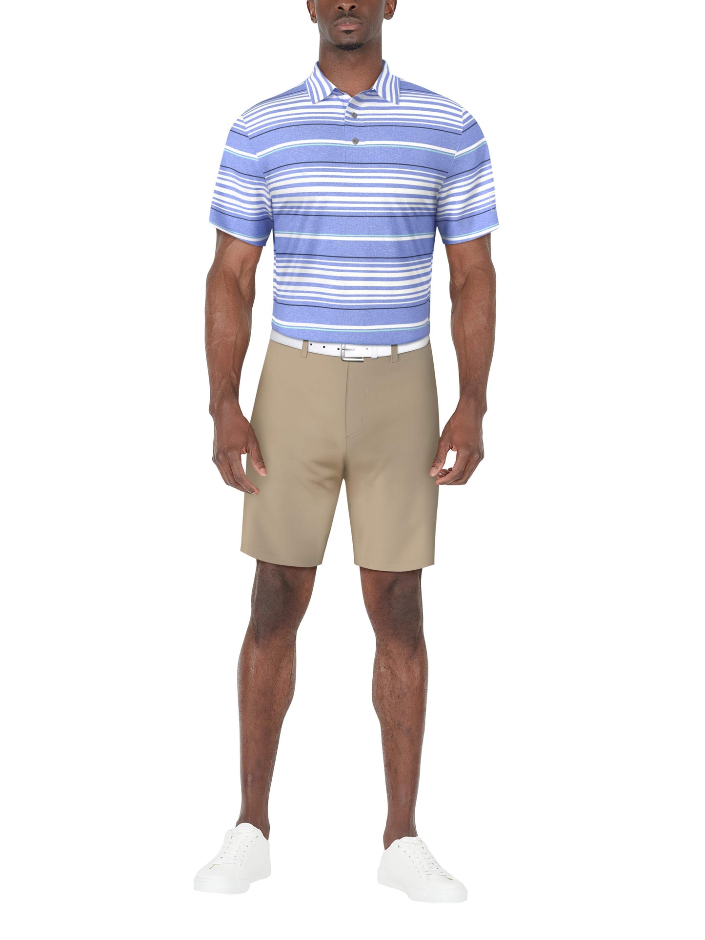 Men's Short Sleeve Chest Stripe Printed Polo
