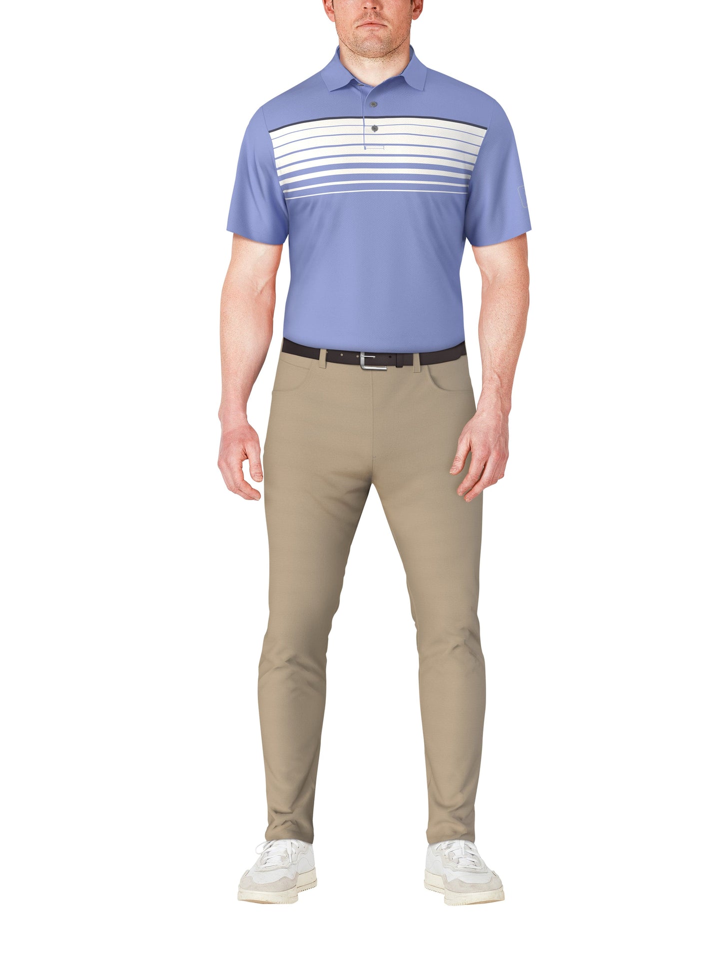 Men's Short Sleeve Chest Stripe Printed Polo