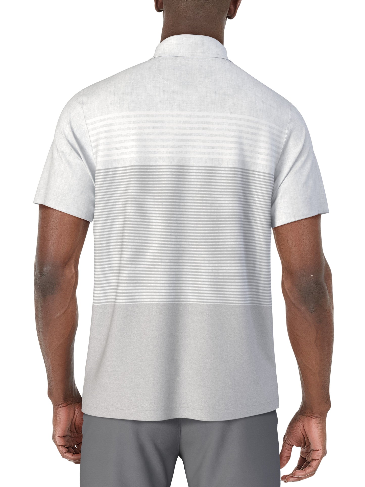 Men's Short Sleeve Distressed Stripe Printed Polo