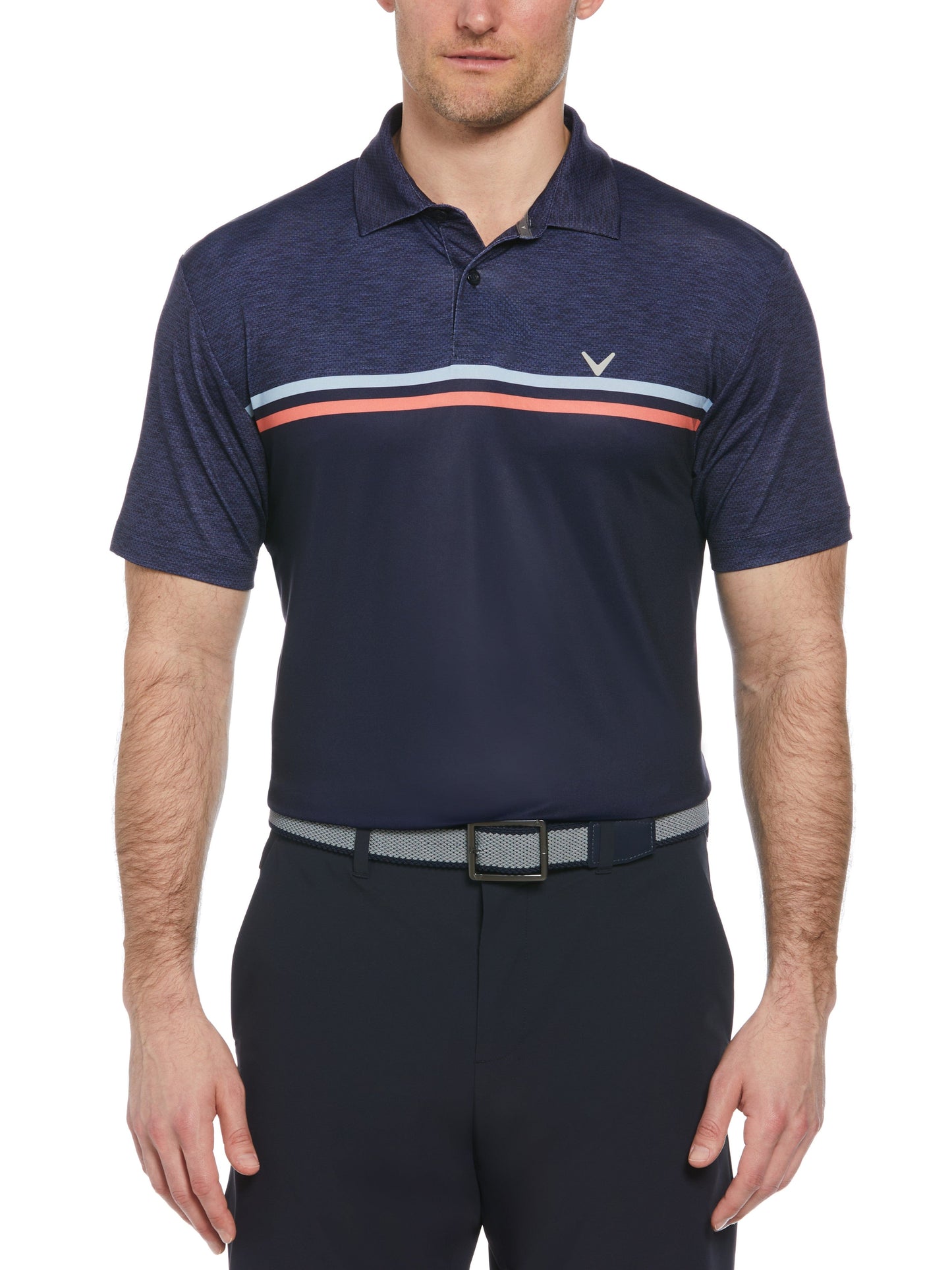 Short Sleeve Engineered Printed Block Polo Shirt (Peacoat)