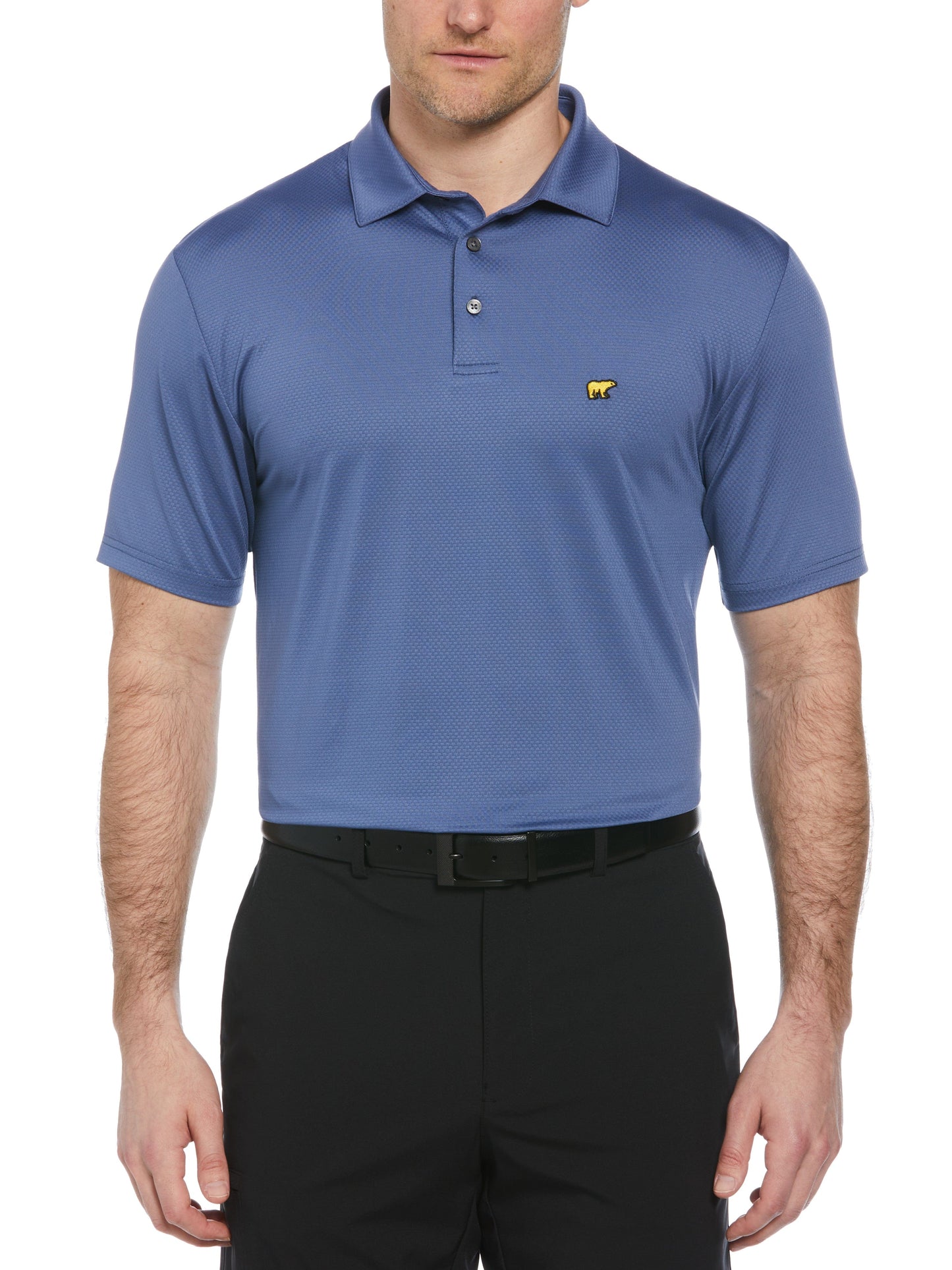 Short Sleeve Solid Texture Polo (Bijou Blue)