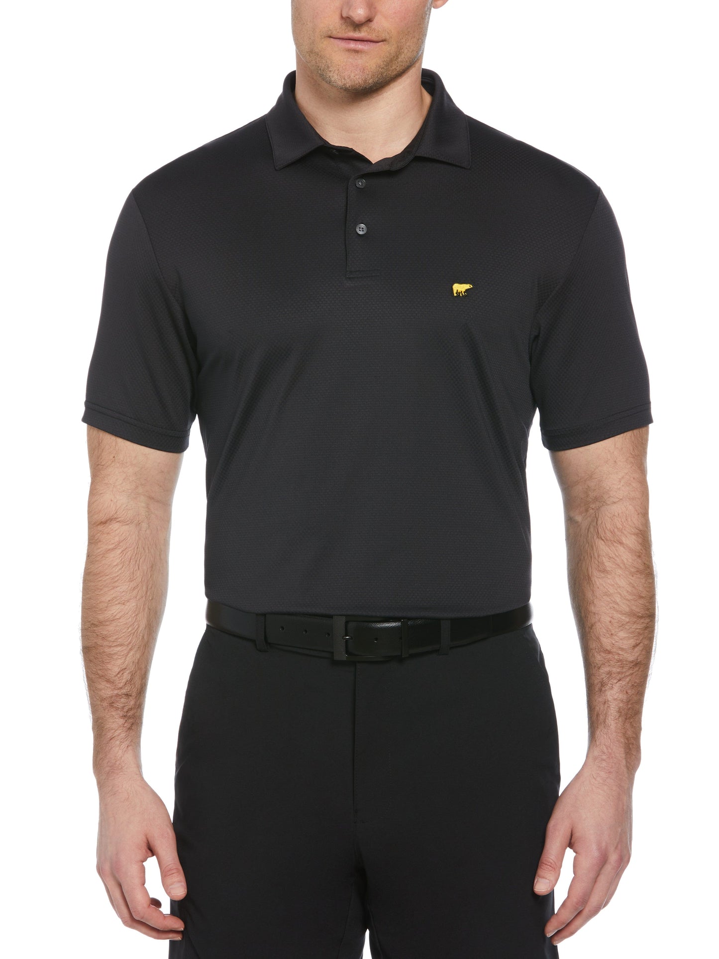 Short Sleeve Solid Texture Polo (Charcoal Art)