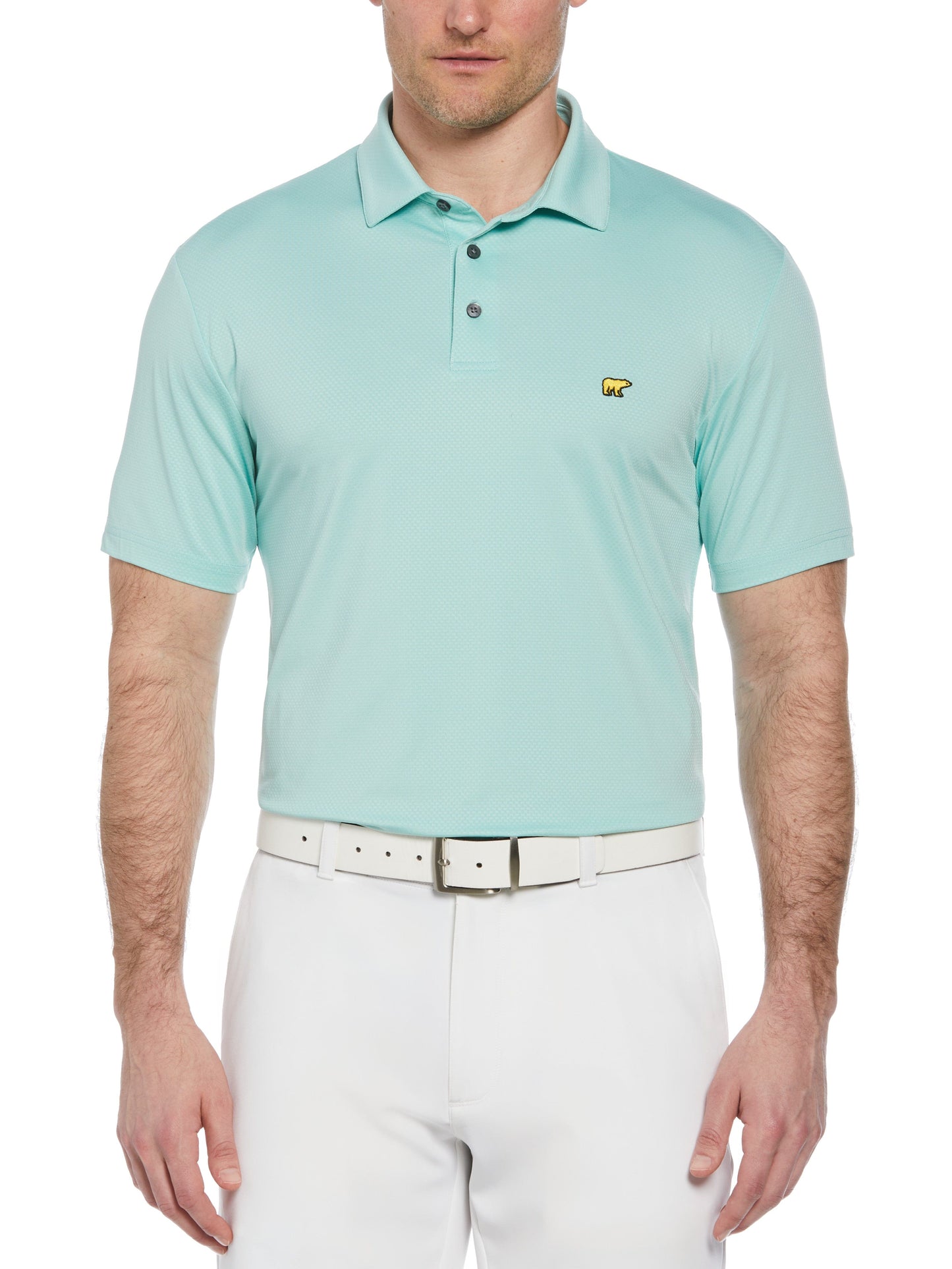 Short Sleeve Solid Texture Polo (Ocean Wave)