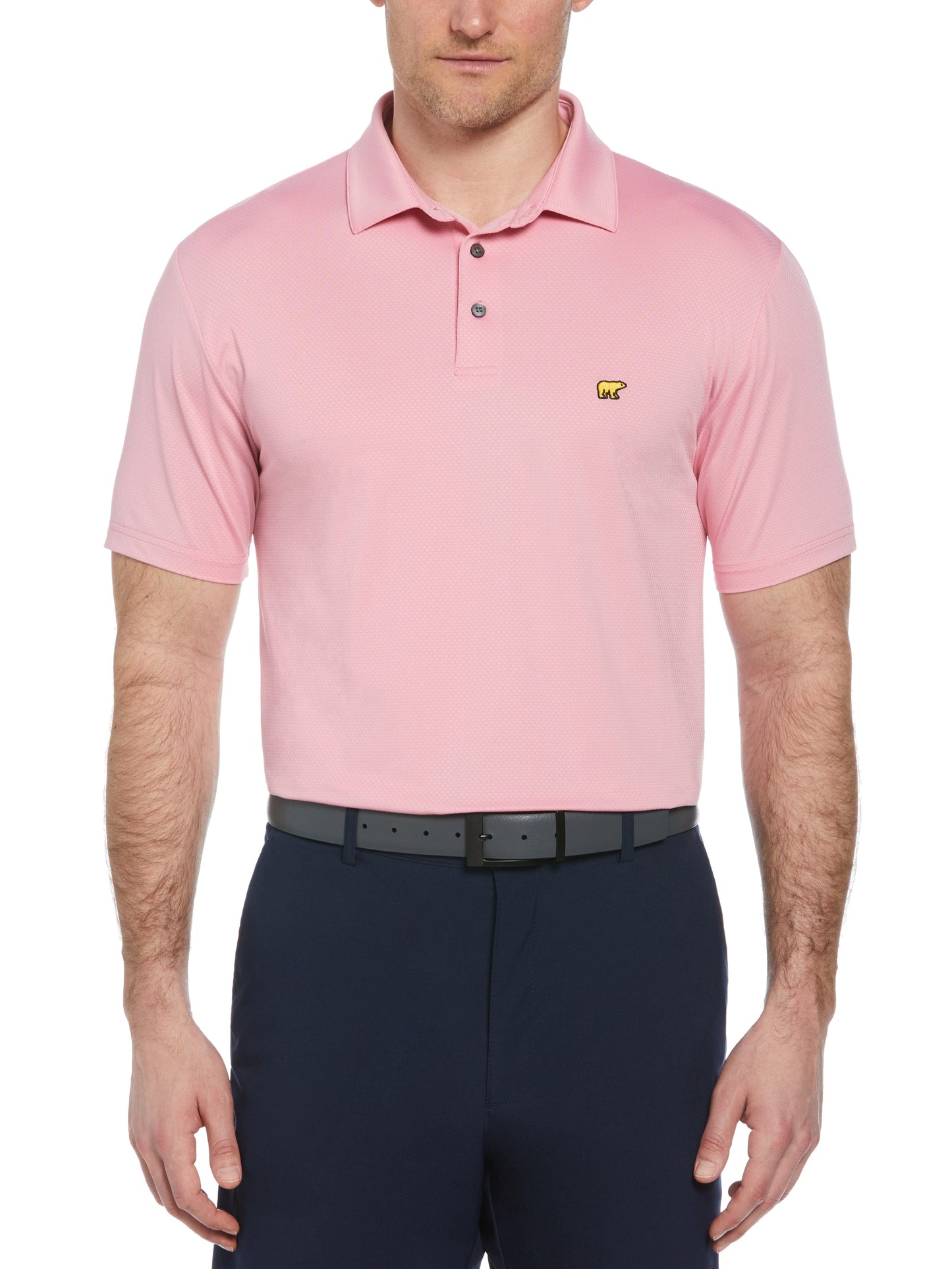 Short Sleeve Solid Texture Polo (Sea Pink)