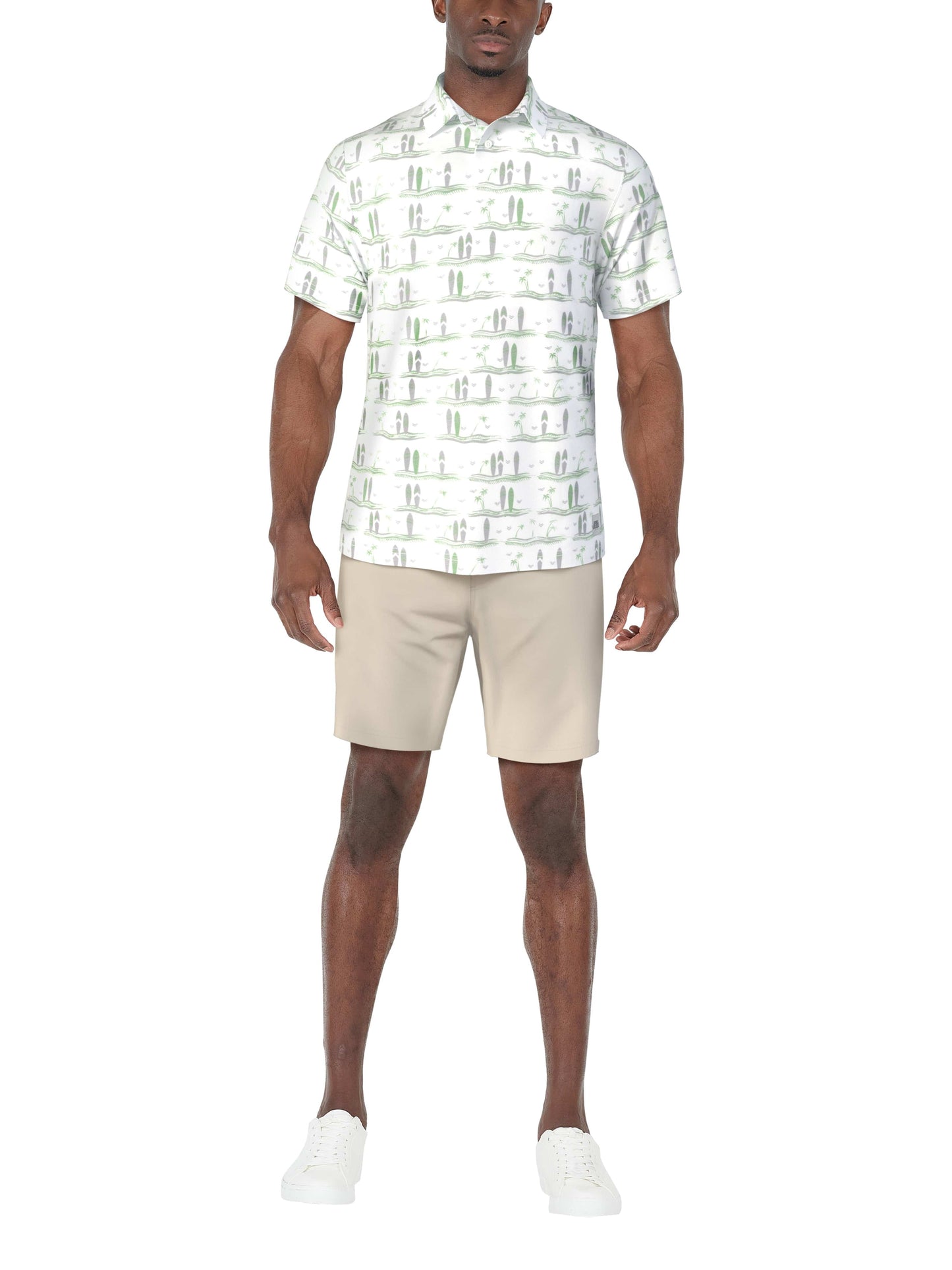 Men's Short Sleeve Surfboard Conversational Printed Polo