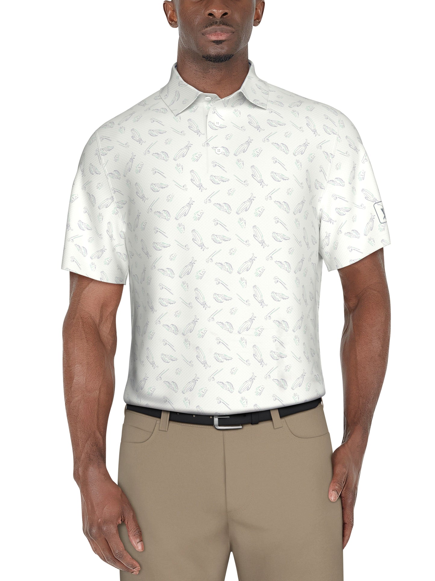 Solarized Golf Print Golf Polo (Bright White)