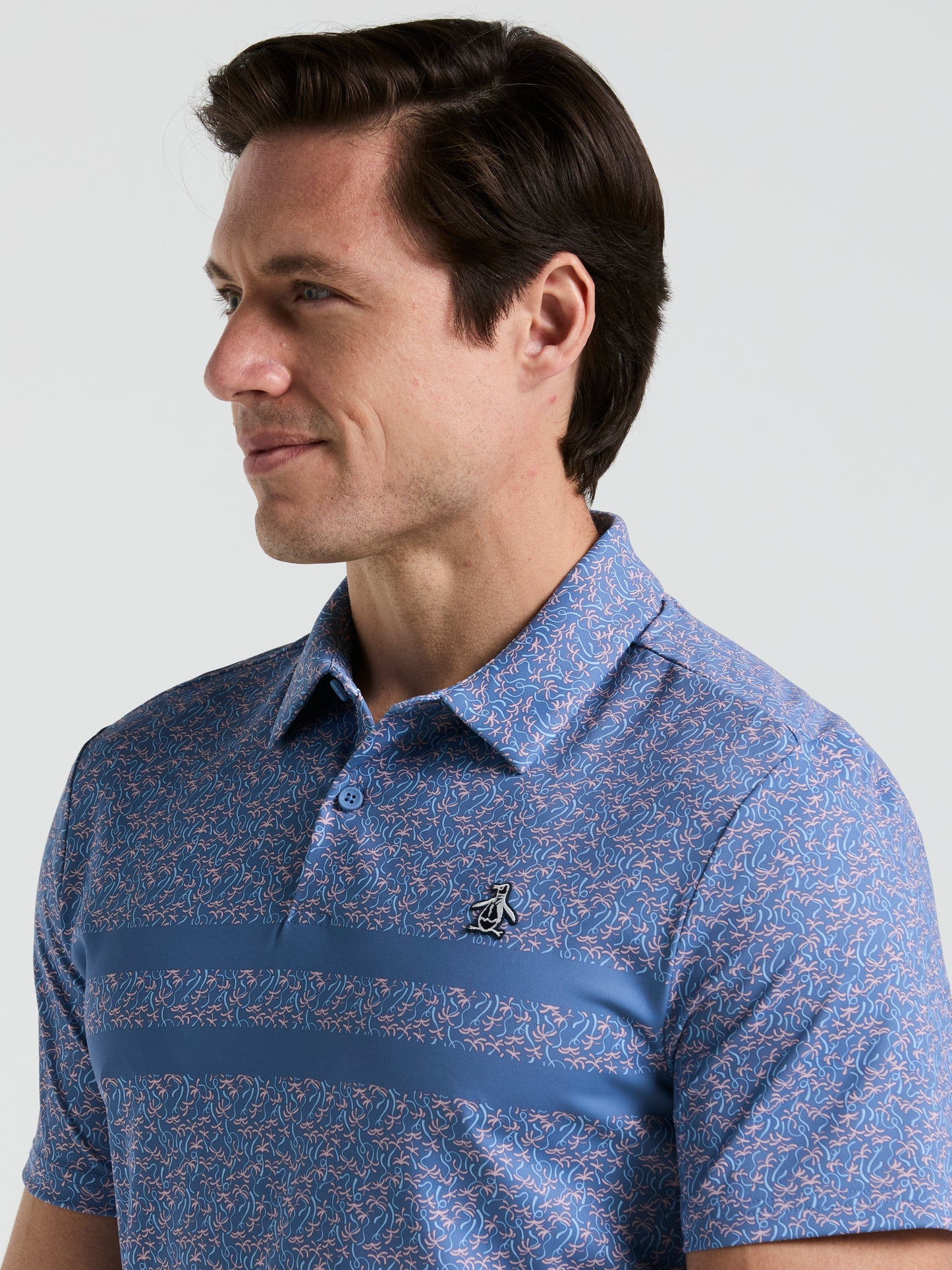 Men's Stripe Print Golf Polo