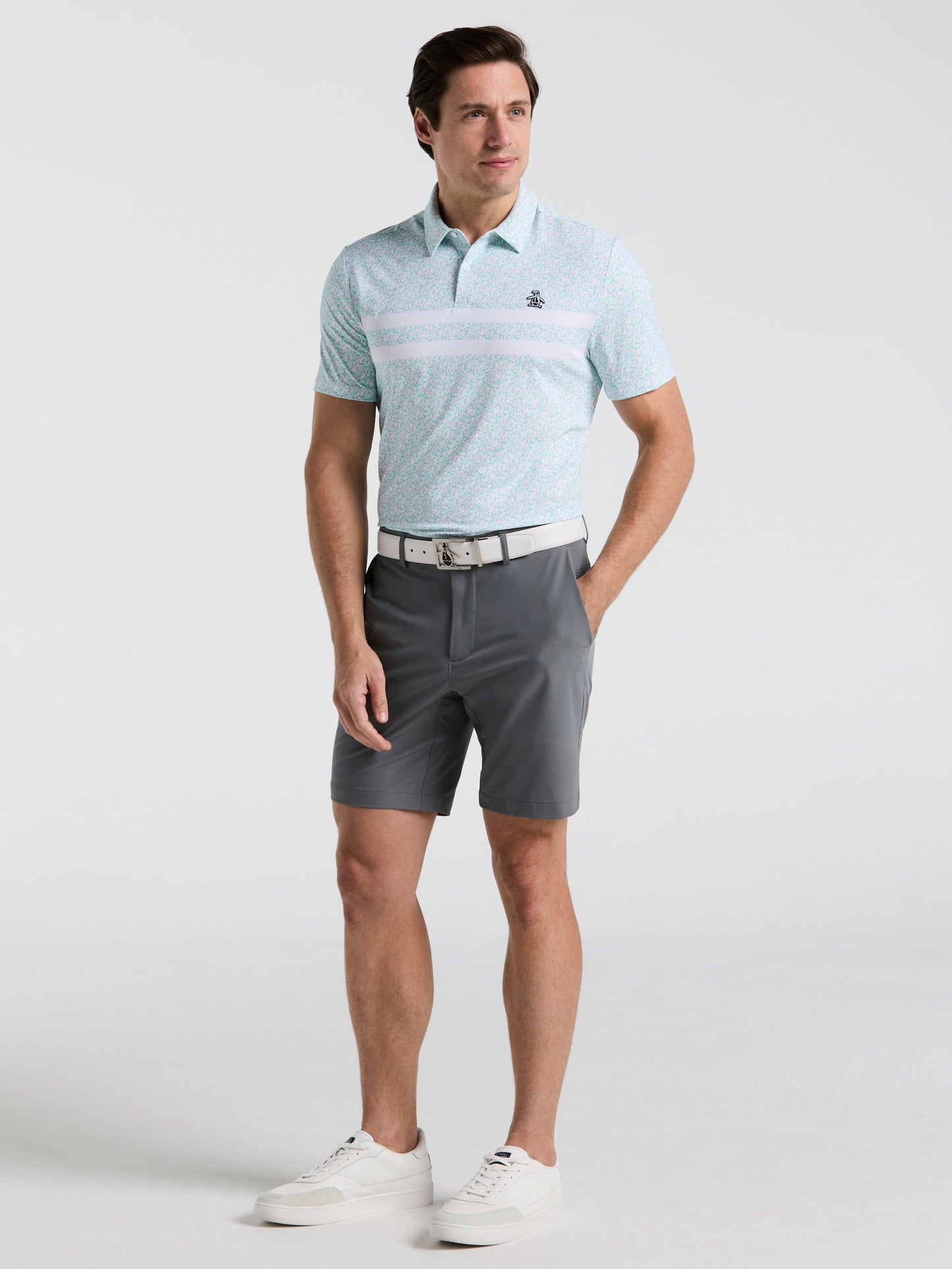 Men's Stripe Print Golf Polo