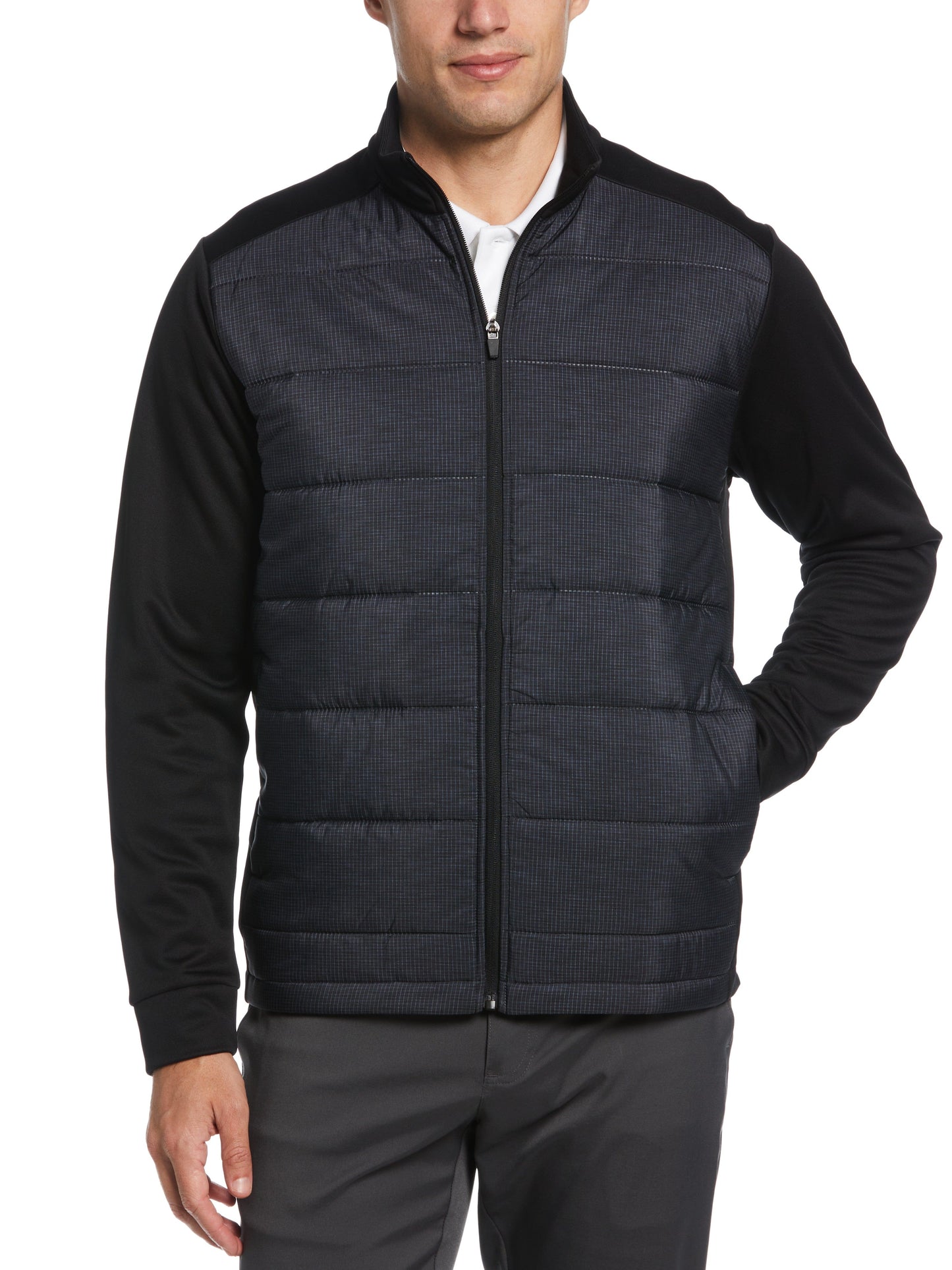 Ultrasonic Print Full Zip Golf Base Layer (Caviar)