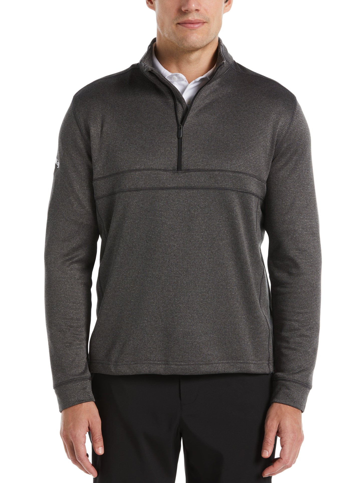 Waffle 1/4 Zip Golf Pullover (Black Heather)