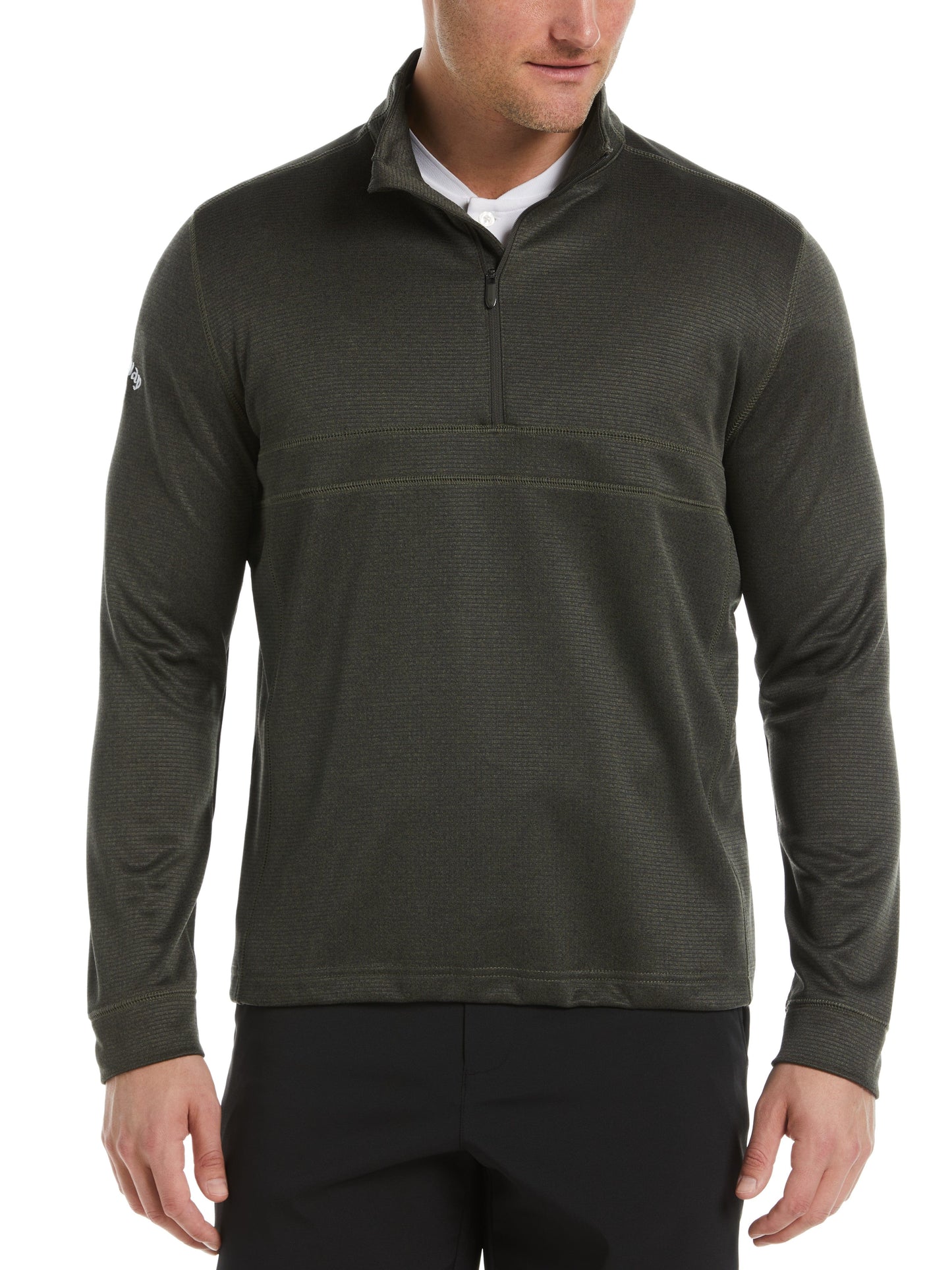 Waffle 1/4 Zip Golf Pullover (Dk Lichen Htr)