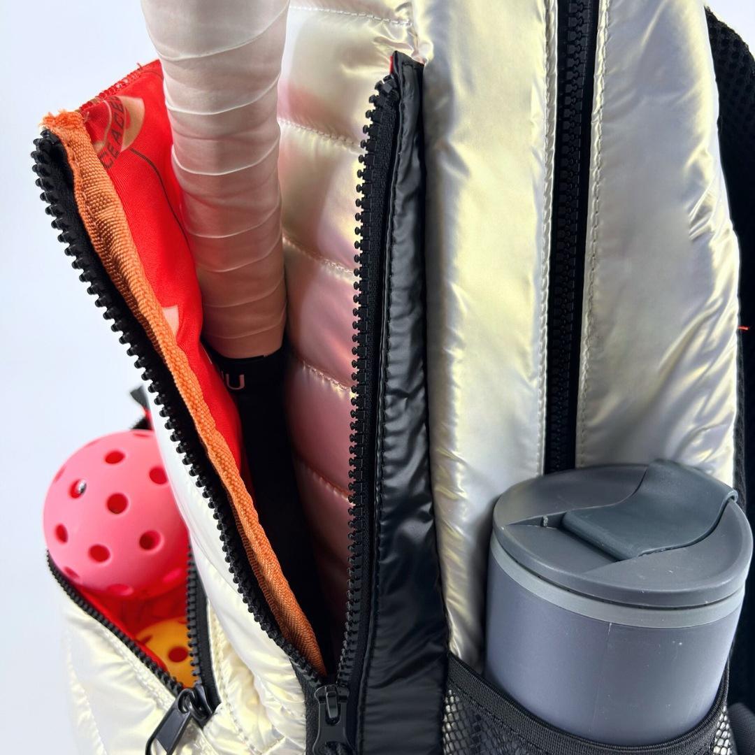 Neon Puffer Tennis Backpack Pearlescent White Gifts NICE ACES