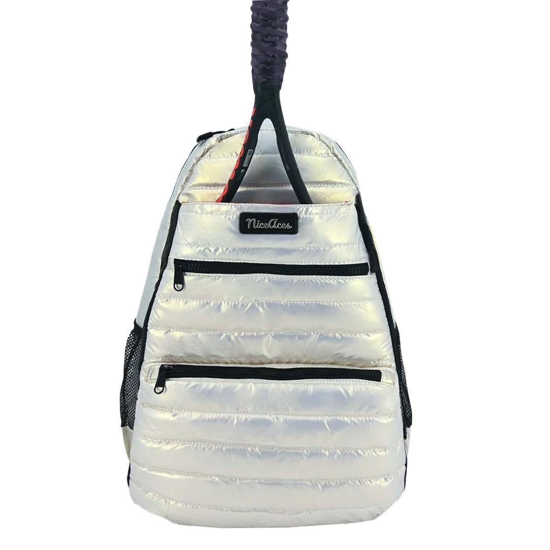 Neon Puffer Tennis Backpack Pearlescent White Gifts NICE ACES