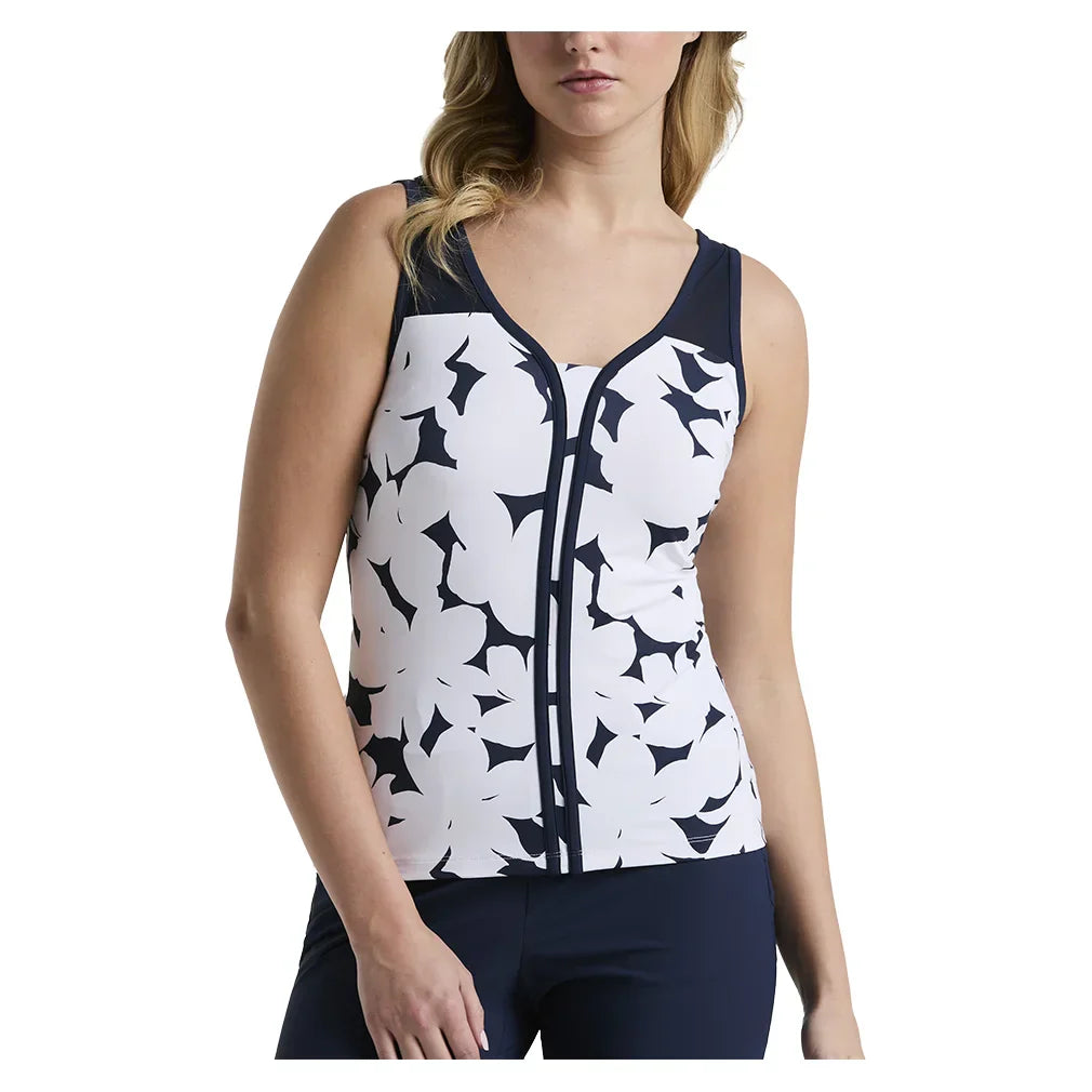 Women`s Riviera Floral Print Tennis Tank Black Iris PENGUIN XS