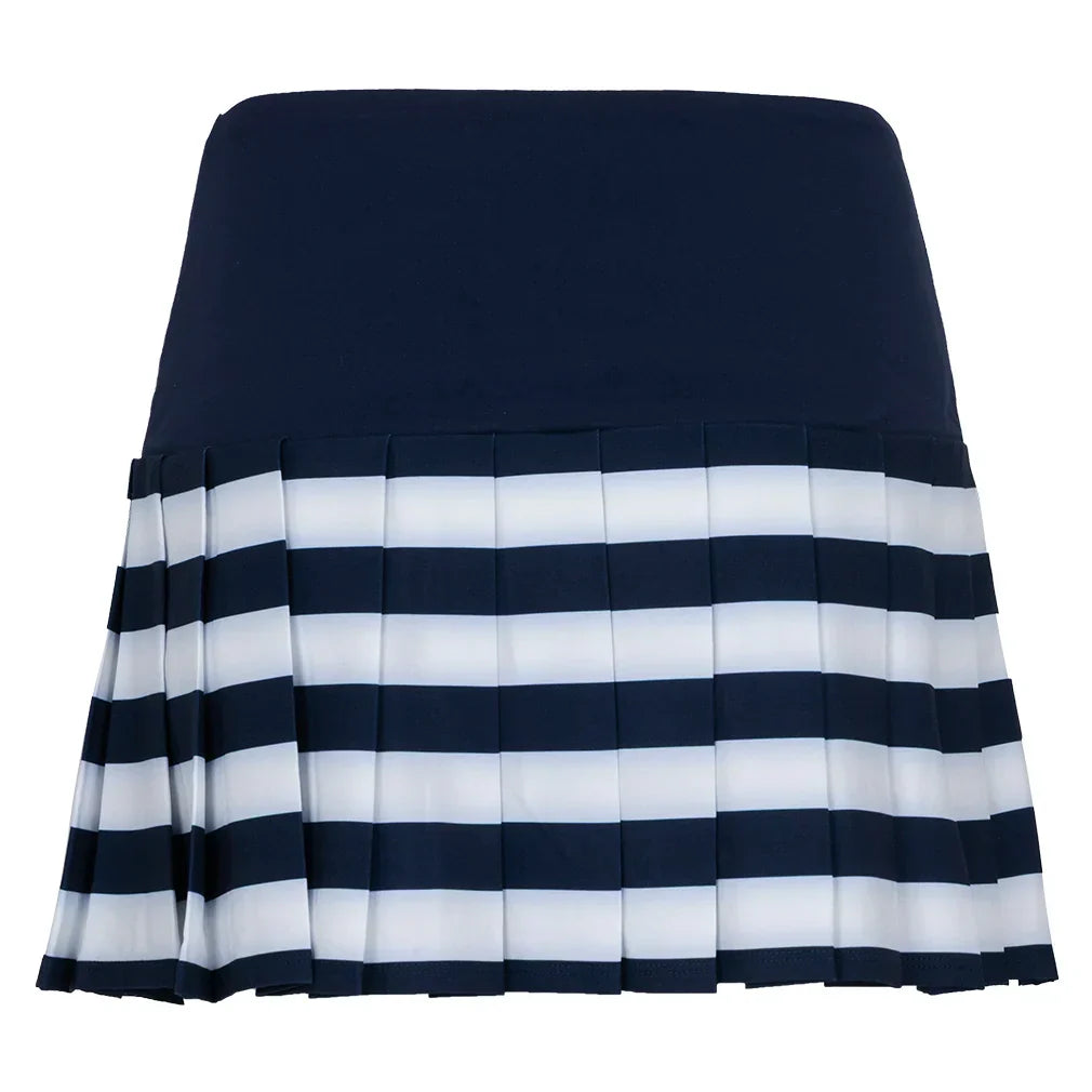 Women`s Striped Pleated 13 Inch Tennis Skort Black Iris PENGUIN