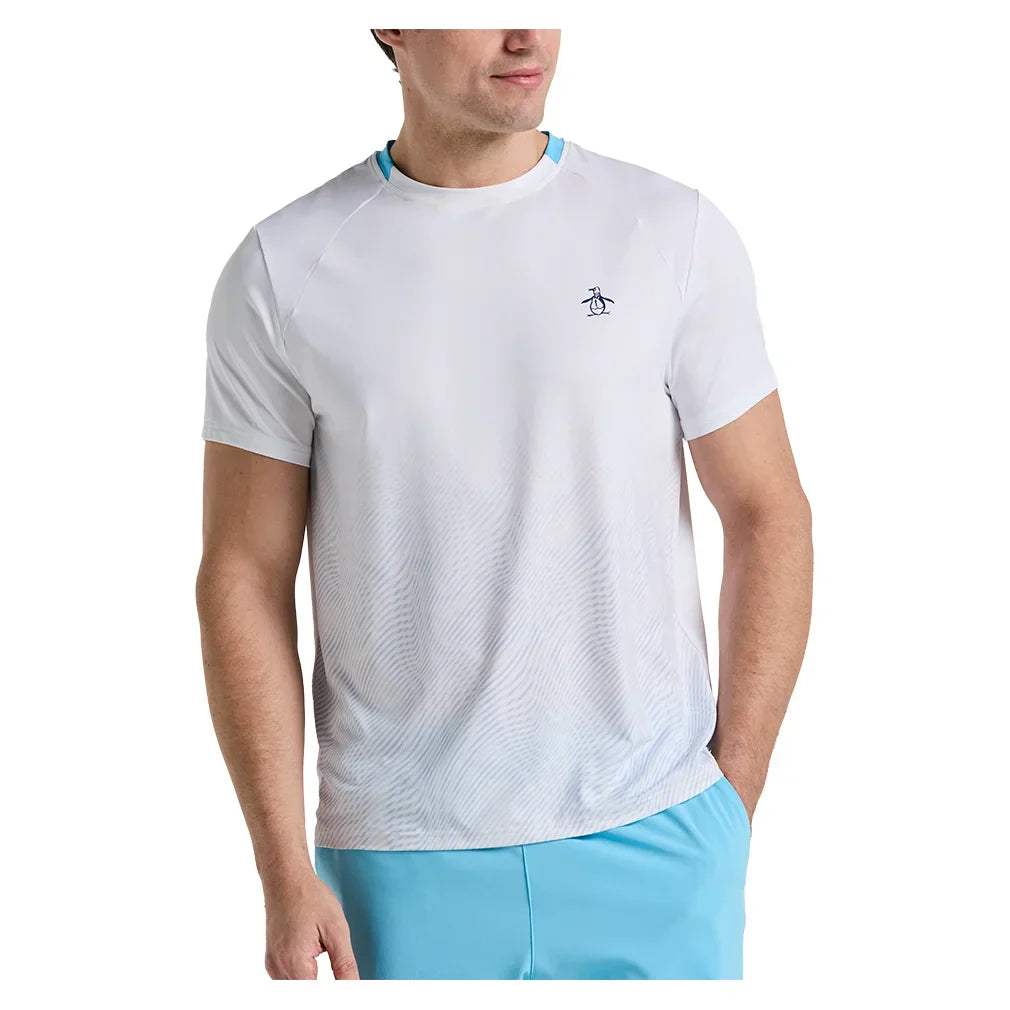 Men`s Performance Ombre Block Tennis Crew Bright White PENGUIN S