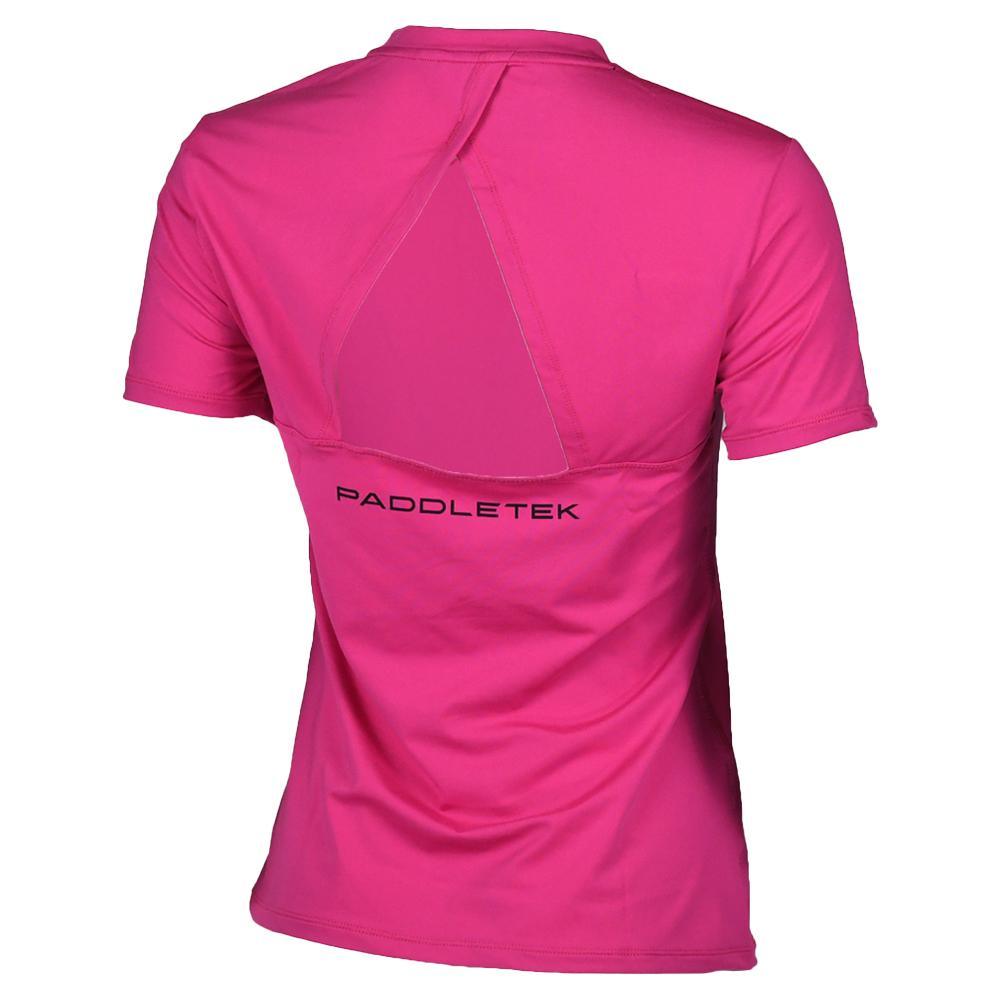 Womens Short Sleeve Performance Tennis Top Fuchsia and Sleet Womens Apparel PADDLETEK