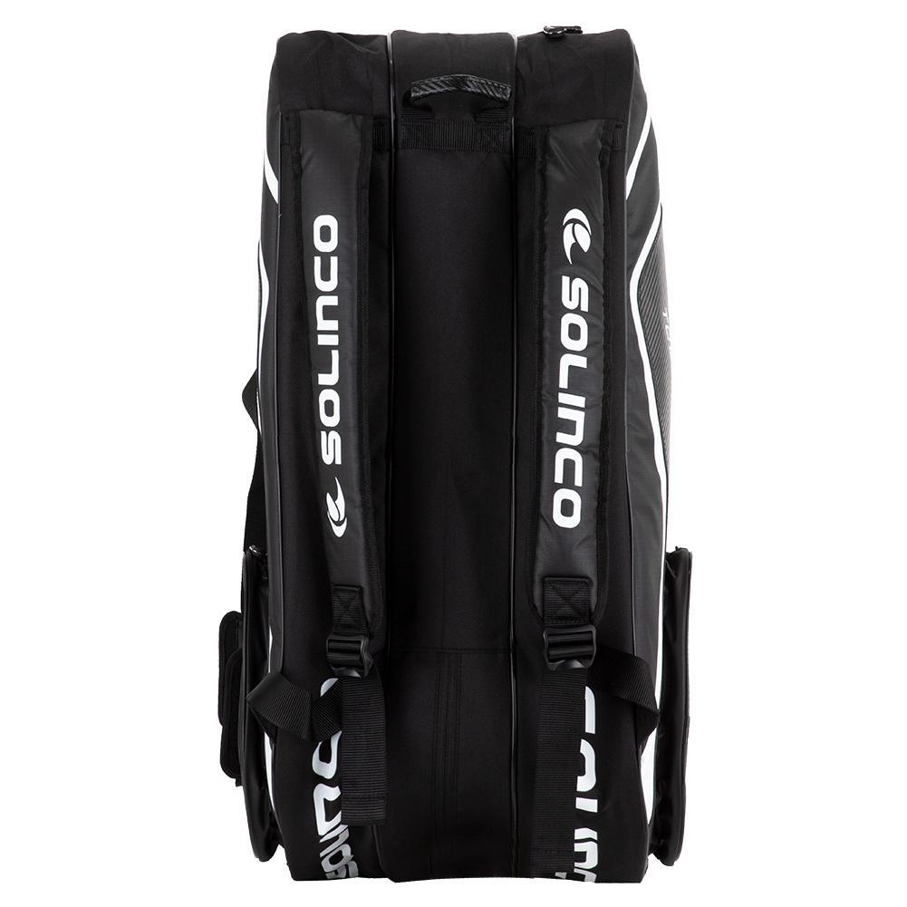 15-Pack Tour Team Tennis Racquet Bag White and Black with Green Zipper Lining Tournament Gear SOLINCO