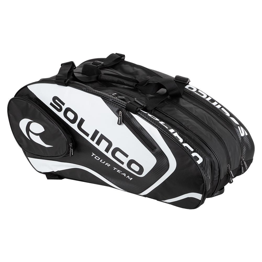 15-Pack Tour Team Tennis Racquet Bag White and Black with Black Zipper Lining Gifts SOLINCO
