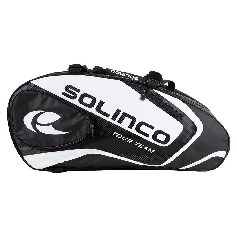 15-Pack Tour Team Tennis Racquet Bag White and Black with Black Zipper Lining Gifts SOLINCO