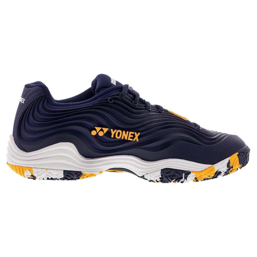 Men's FUSIONREV 5 Tennis Shoes Navy and Orange Top Tennis Shoes YONEX