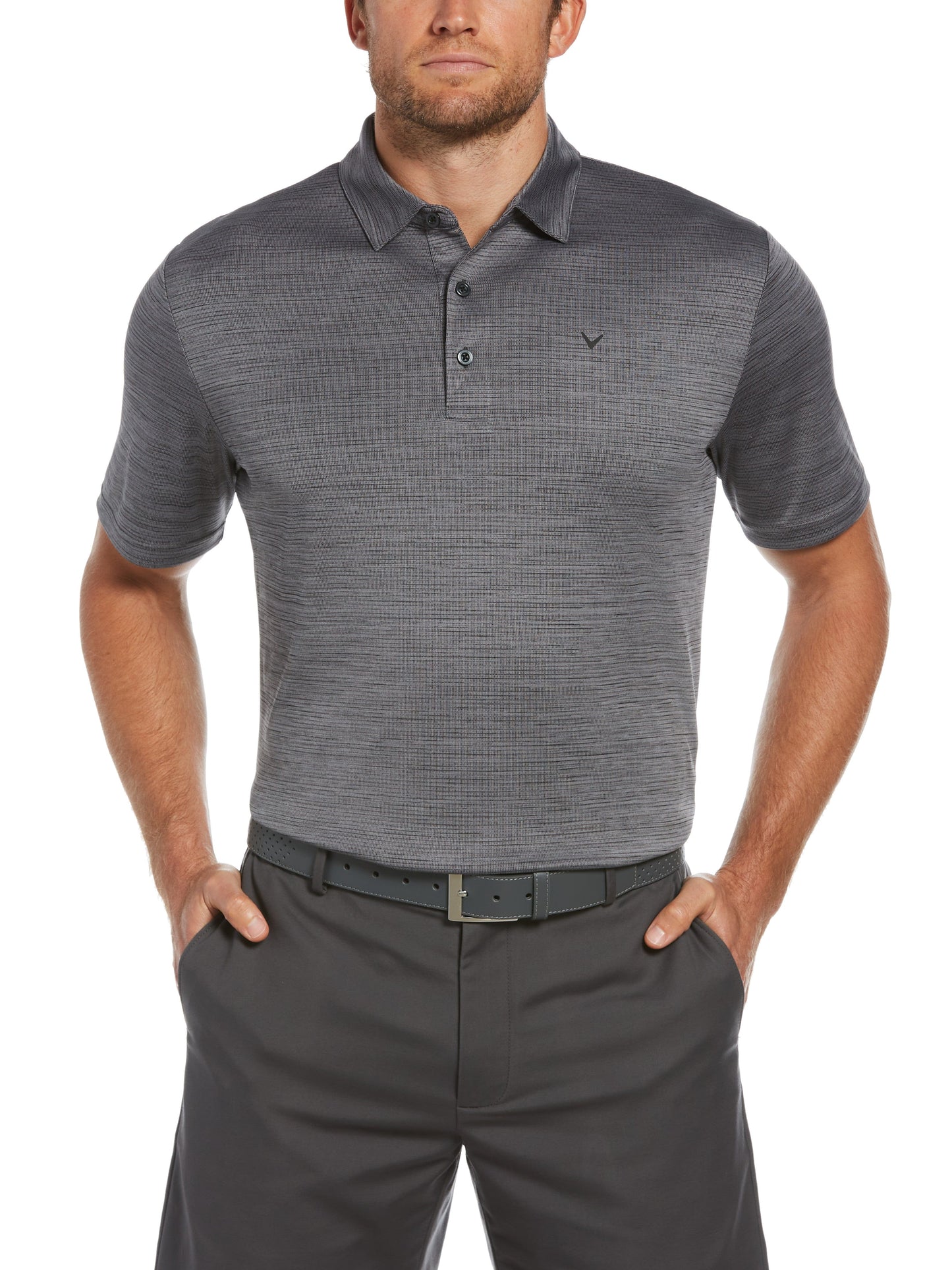 Solid Texture Golf Polo (Black Heather)