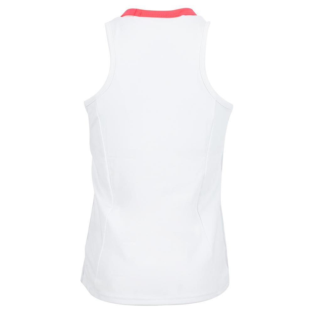 Girls' V-Neck Cutout Tennis Tank White and Coral Crush Girls Apparel LUCKY IN LOVE White XS
