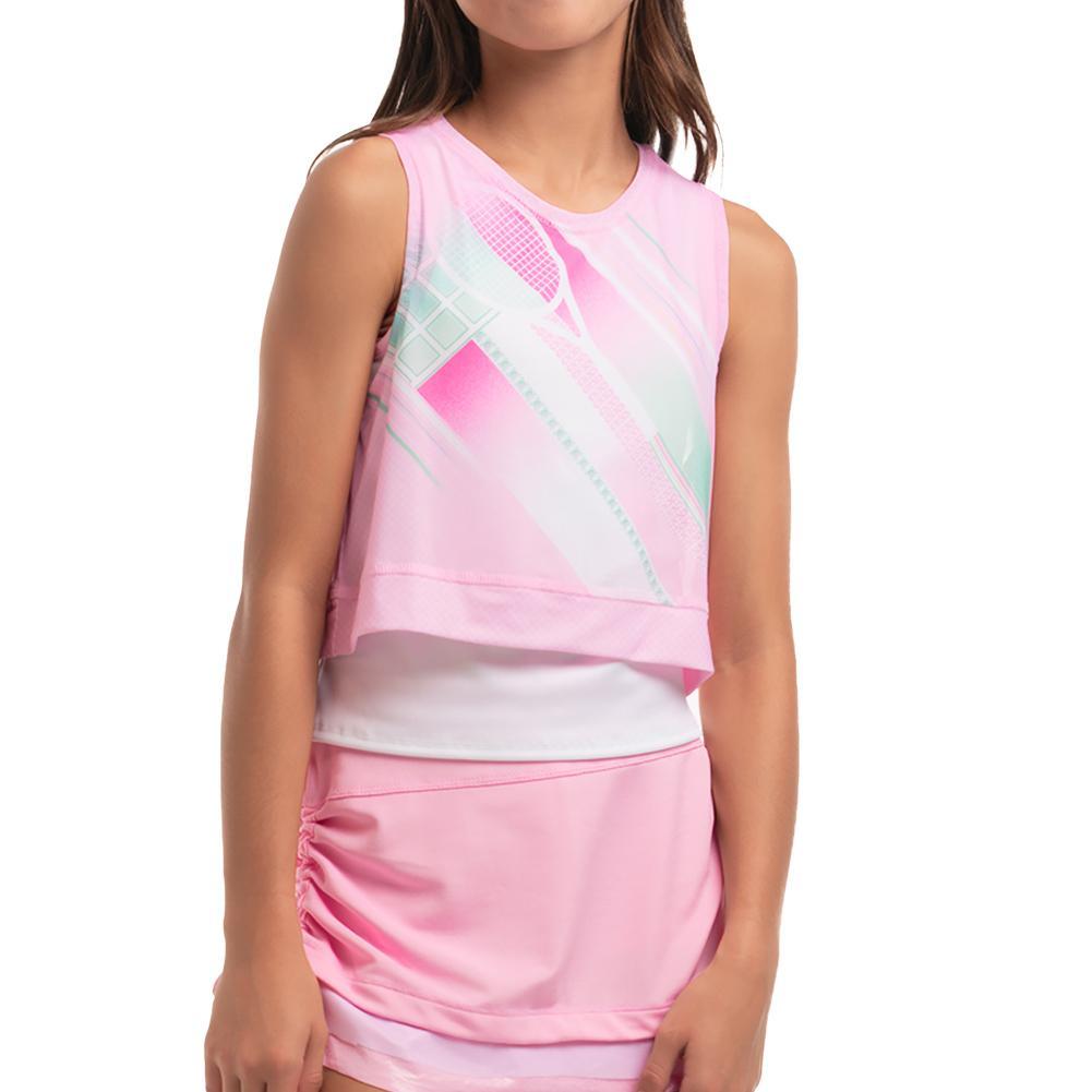 Girl's Deco In Love Tennis Tank White Girls Apparel LUCKY IN LOVE