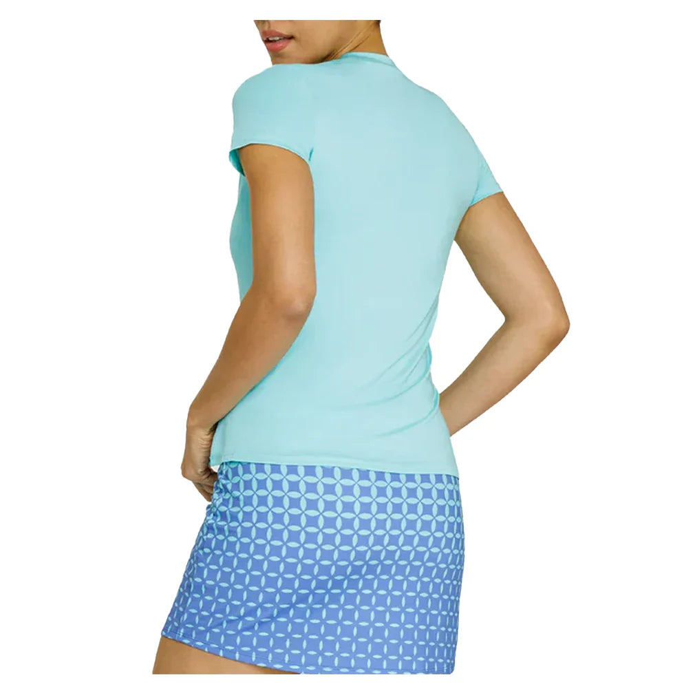 Women`s Hawthorne Short Sleeve Tennis Top Aqua Sky TAIL