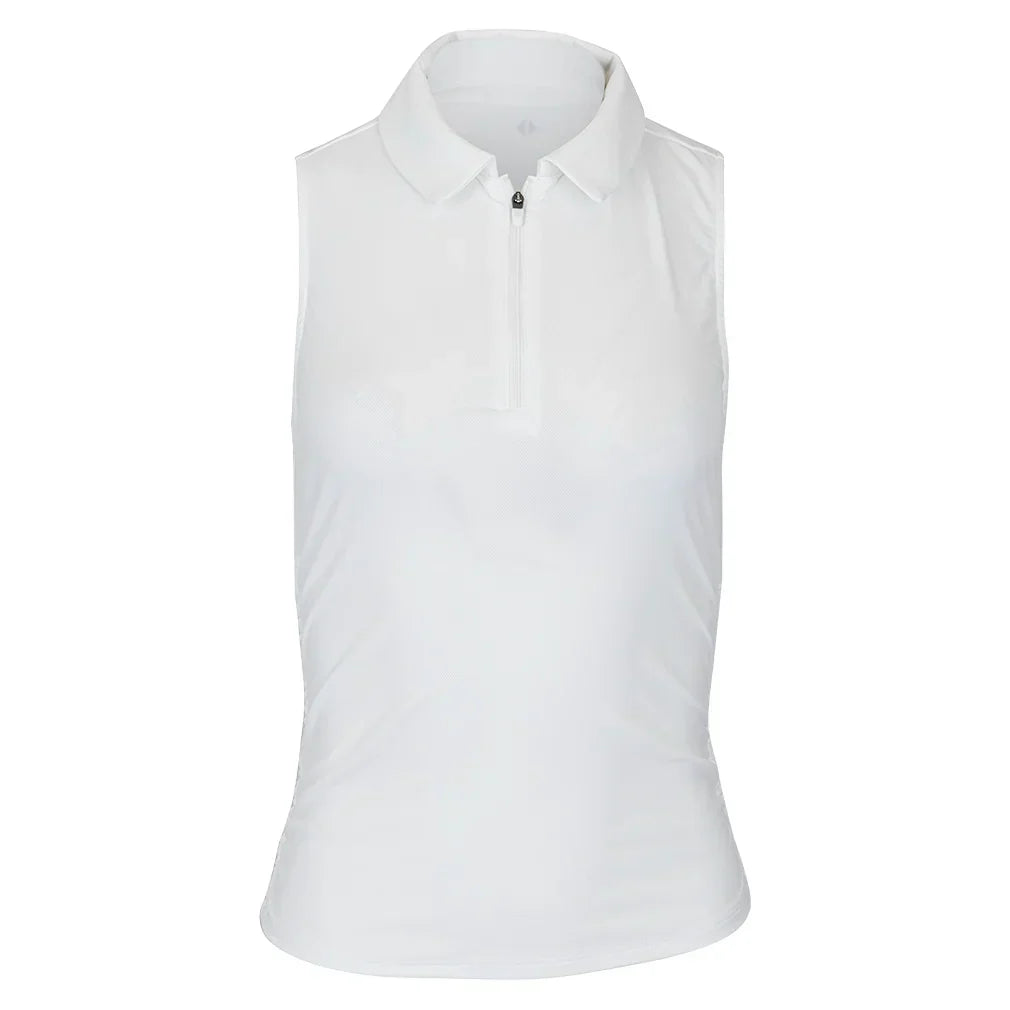 Women`s Shirred Zip Polo Tennis Tank White THRIVE SOCIETE XS White