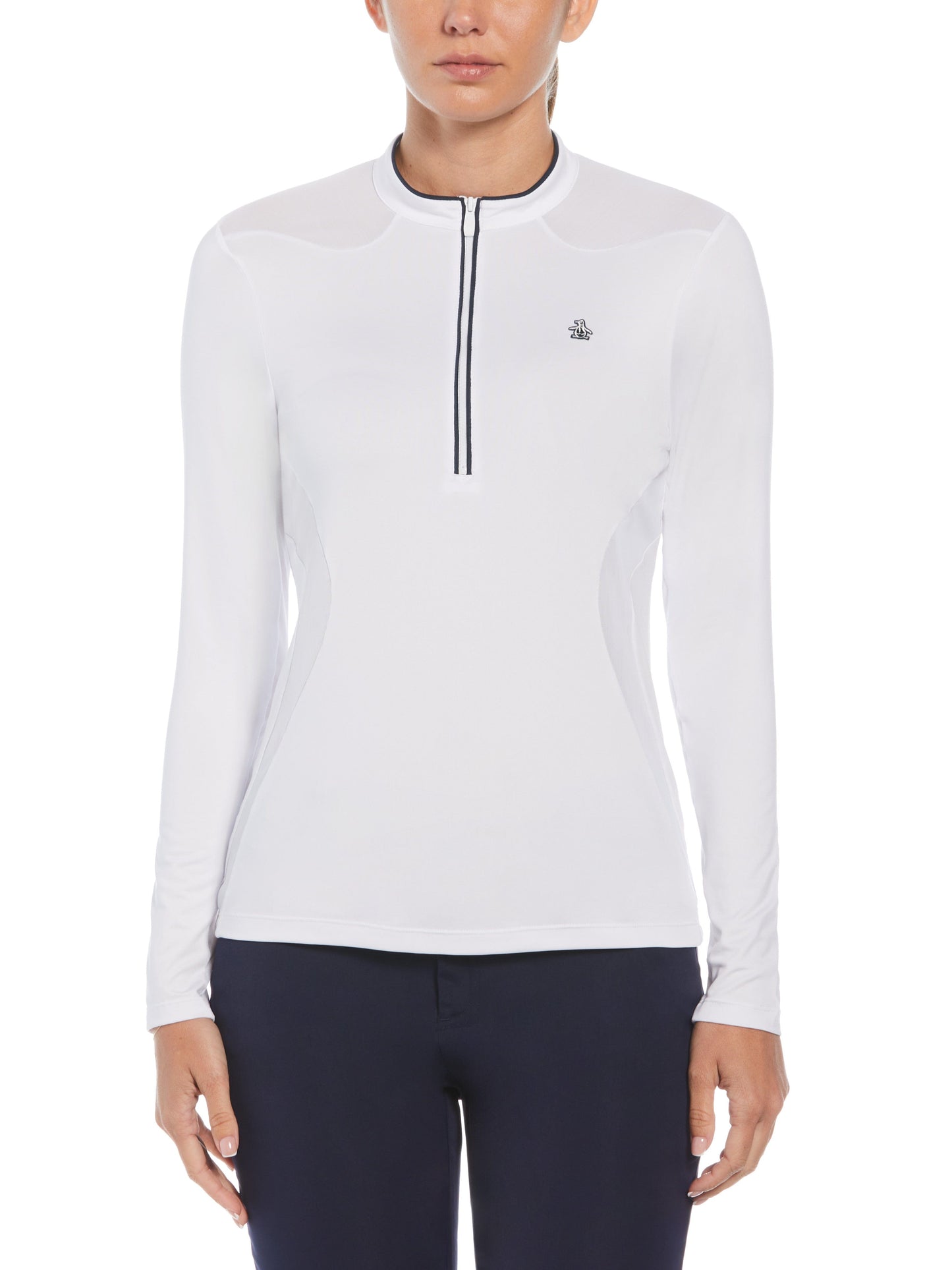 1/4 Zip Layering Long Sleeve Golf Shirt (Bright White)