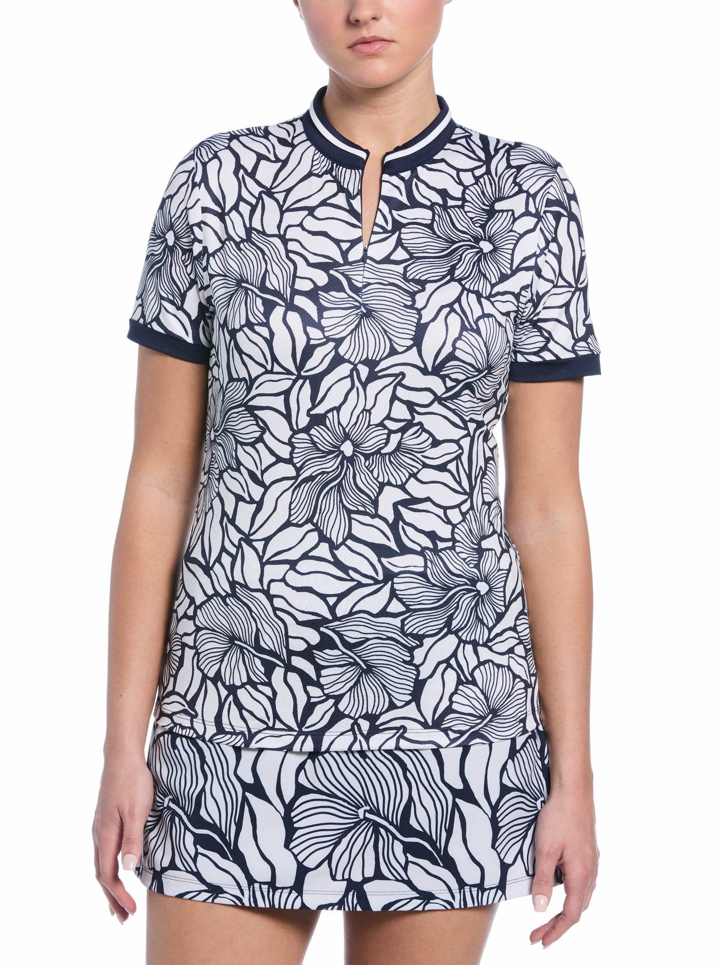 Abstract Floral Golf Shirt (Peacoat)