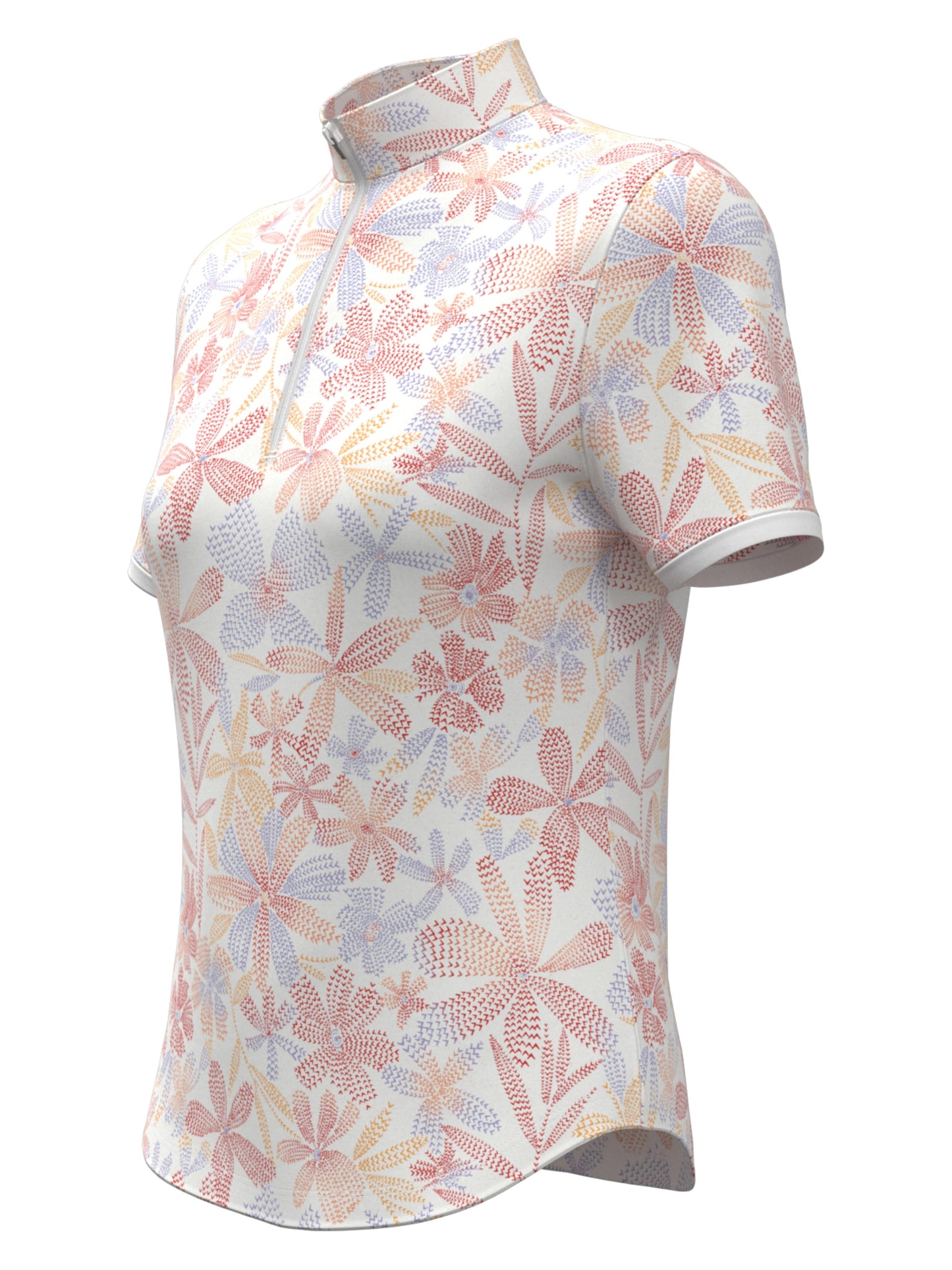 Women's Abstract Floral Print Zip Golf Polo