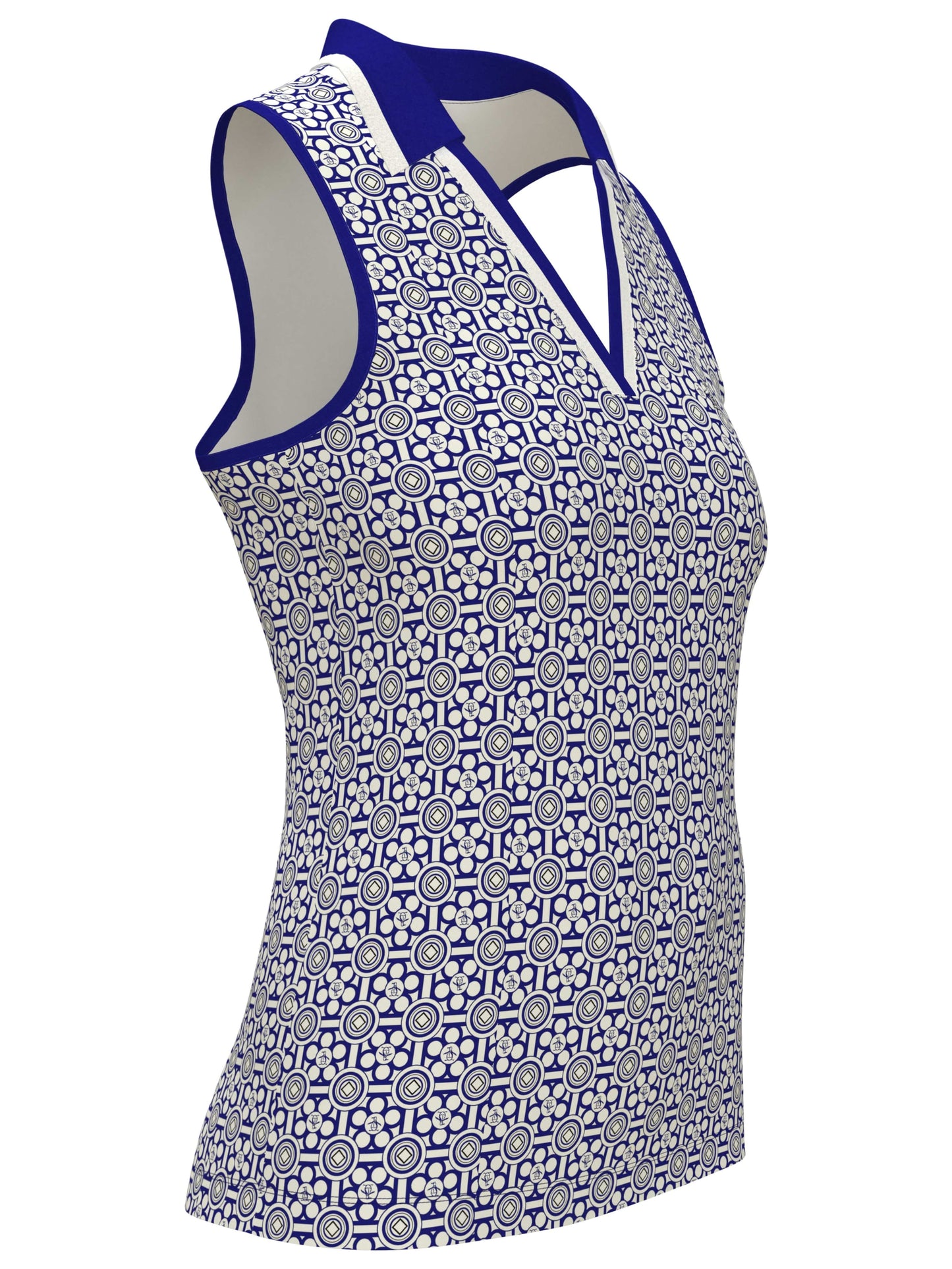 Women's Abstract Printed V-Neck Golf Top