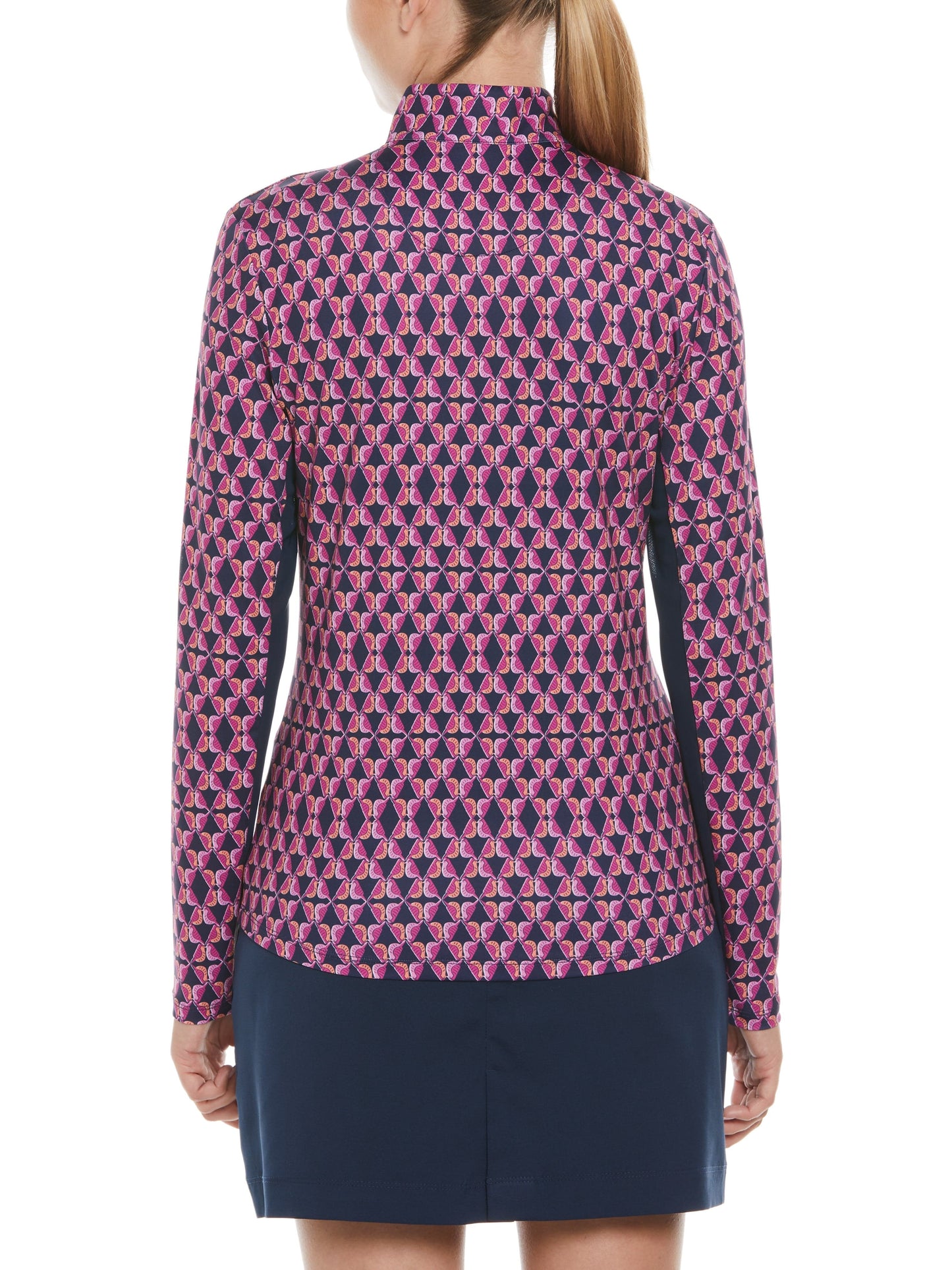 Women's Birdie Geo Print Sun Protection Quarter Zip