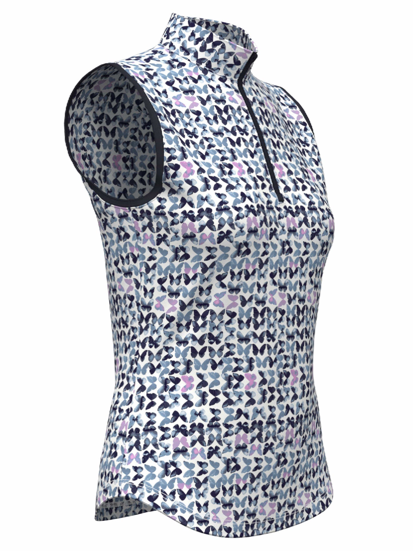 Women's Butterfly Print Zip Golf Polo