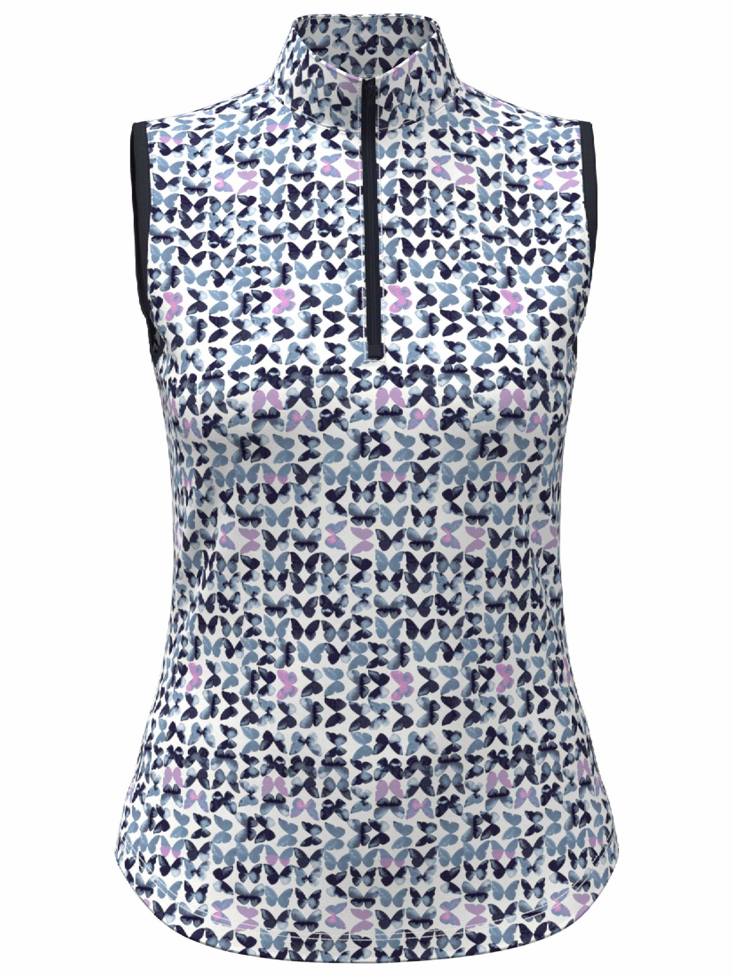 Women's Butterfly Print Zip Golf Polo