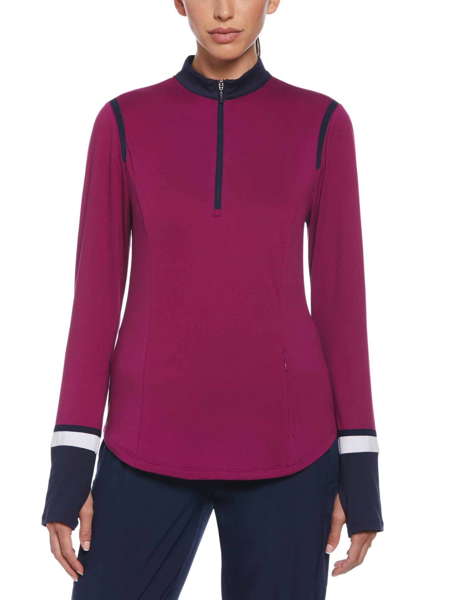 Color Block 1/4 Zip Golf Shirt (Berry Wine)