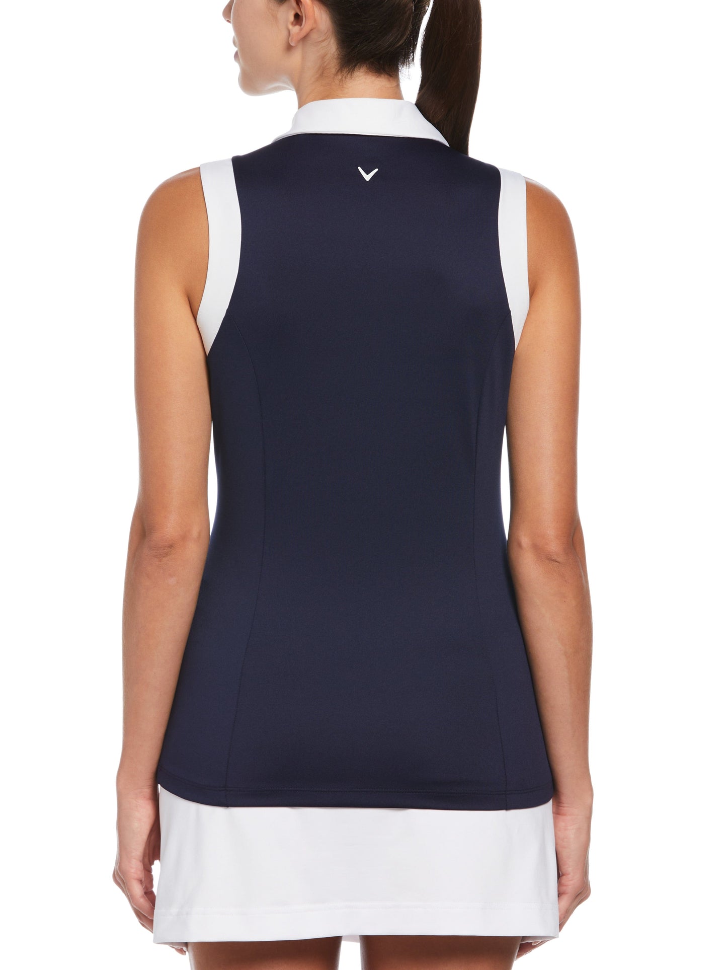 Women's Color Block V-Placket Sleeveless Golf Polo Shirt
