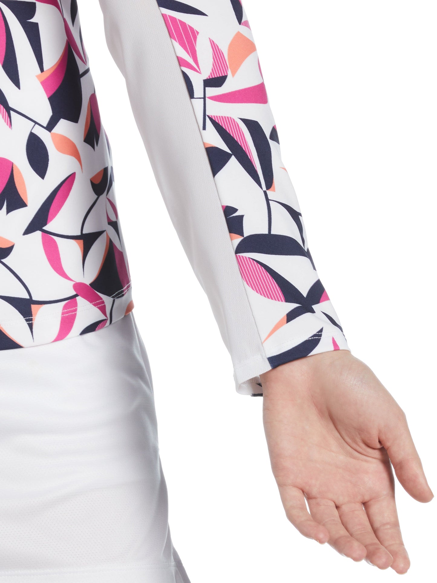 Women's Cutout Floral Print Sun Protection 1/4 Golf Shirt