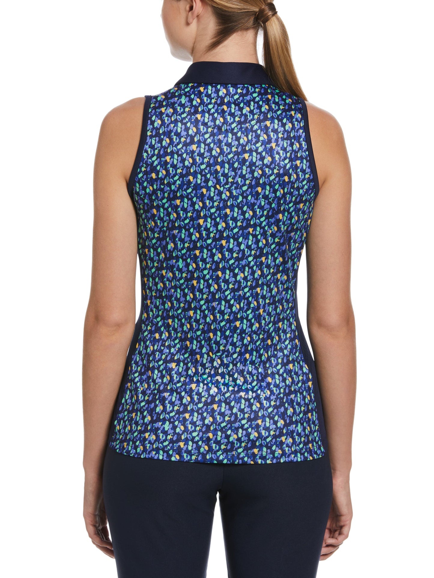 Women's Dab Printed Golf Polo with Solid Self Collar and Side Panels