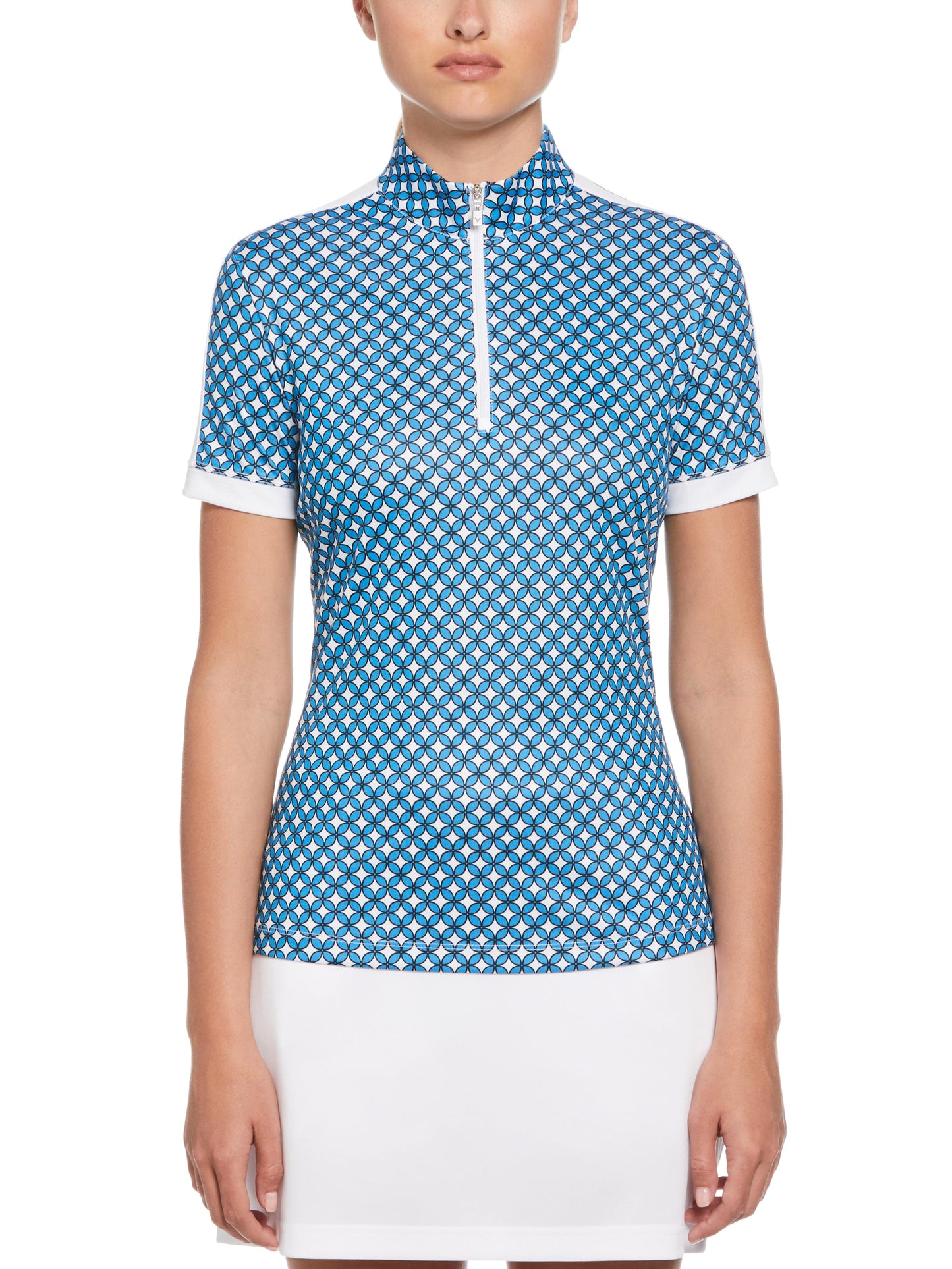 Floral Geo Print Golf Polo (Blue Sea Star)
