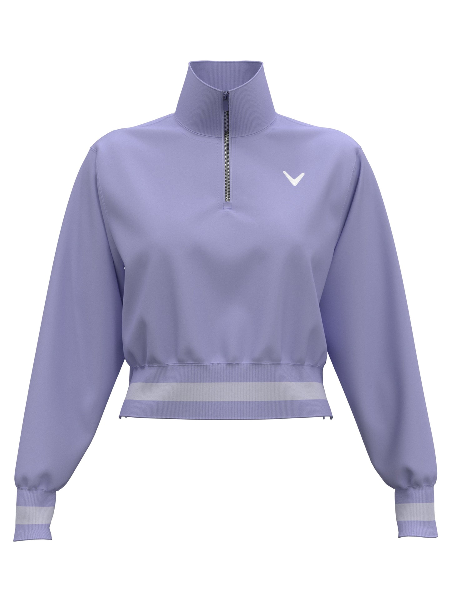 Lightweight Cropped 1/4 Zip Golf Shirt with Side Slits (Spring Lavender)