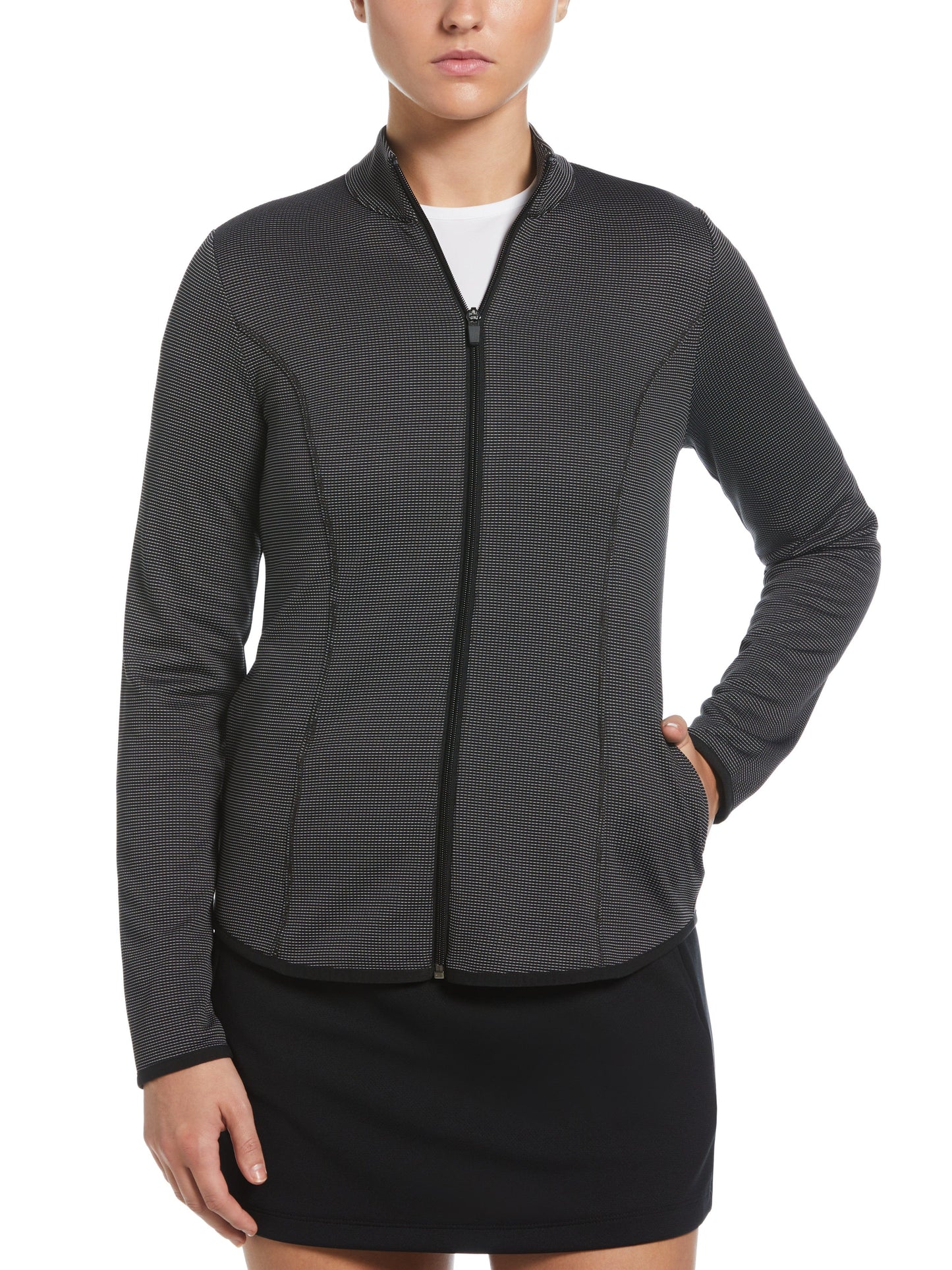 Midweight Layering Full Zip Golf Jacket (Caviar)