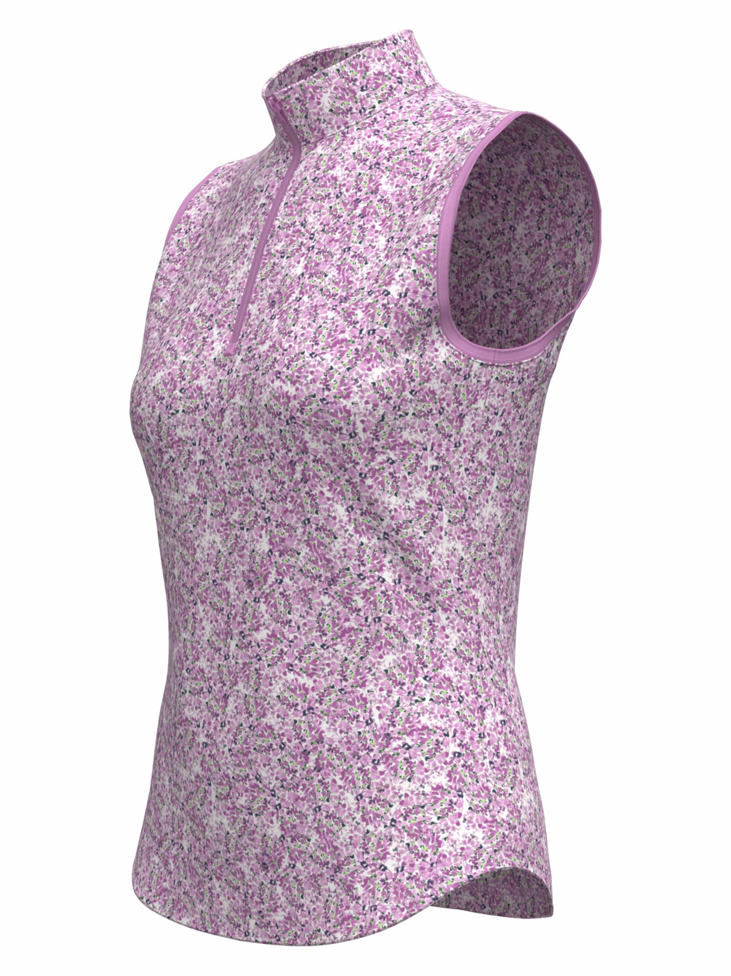 Women's Mini Floral Print Zip Golf Polo