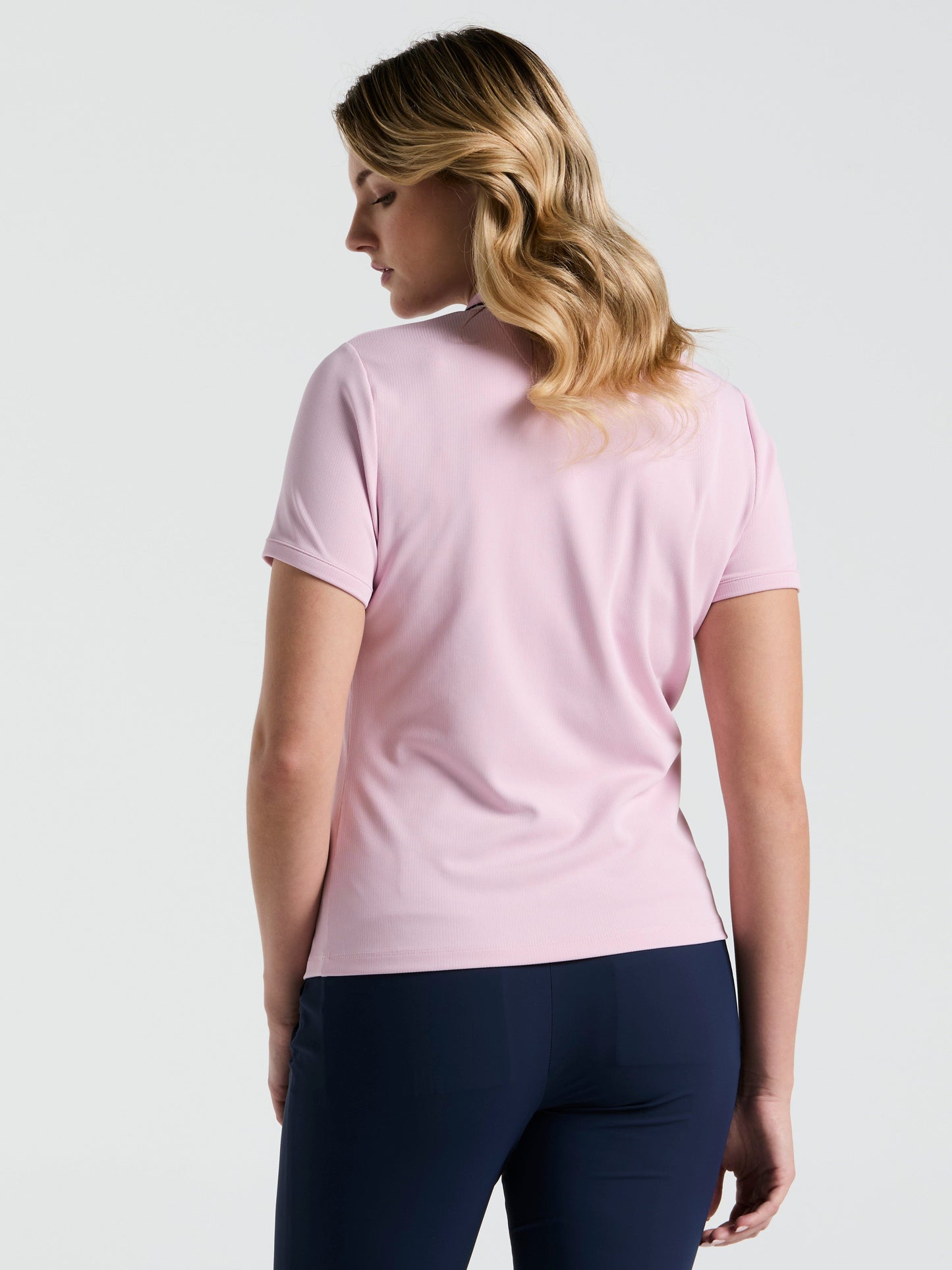 Women's Ribbed Golf Polo Shirt With Metallic Zip