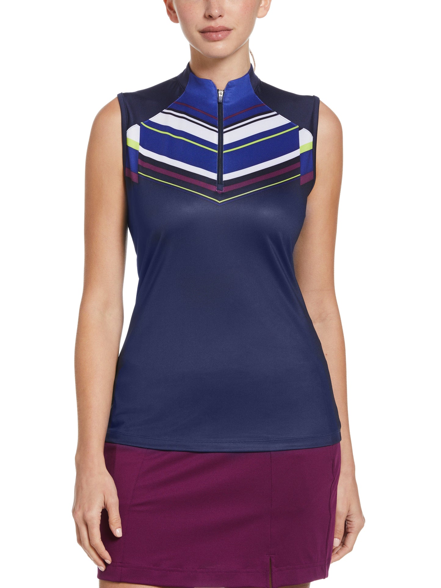 Shift Stripe Mini Mock Notch Collar Golf Shirt (Peacoat)