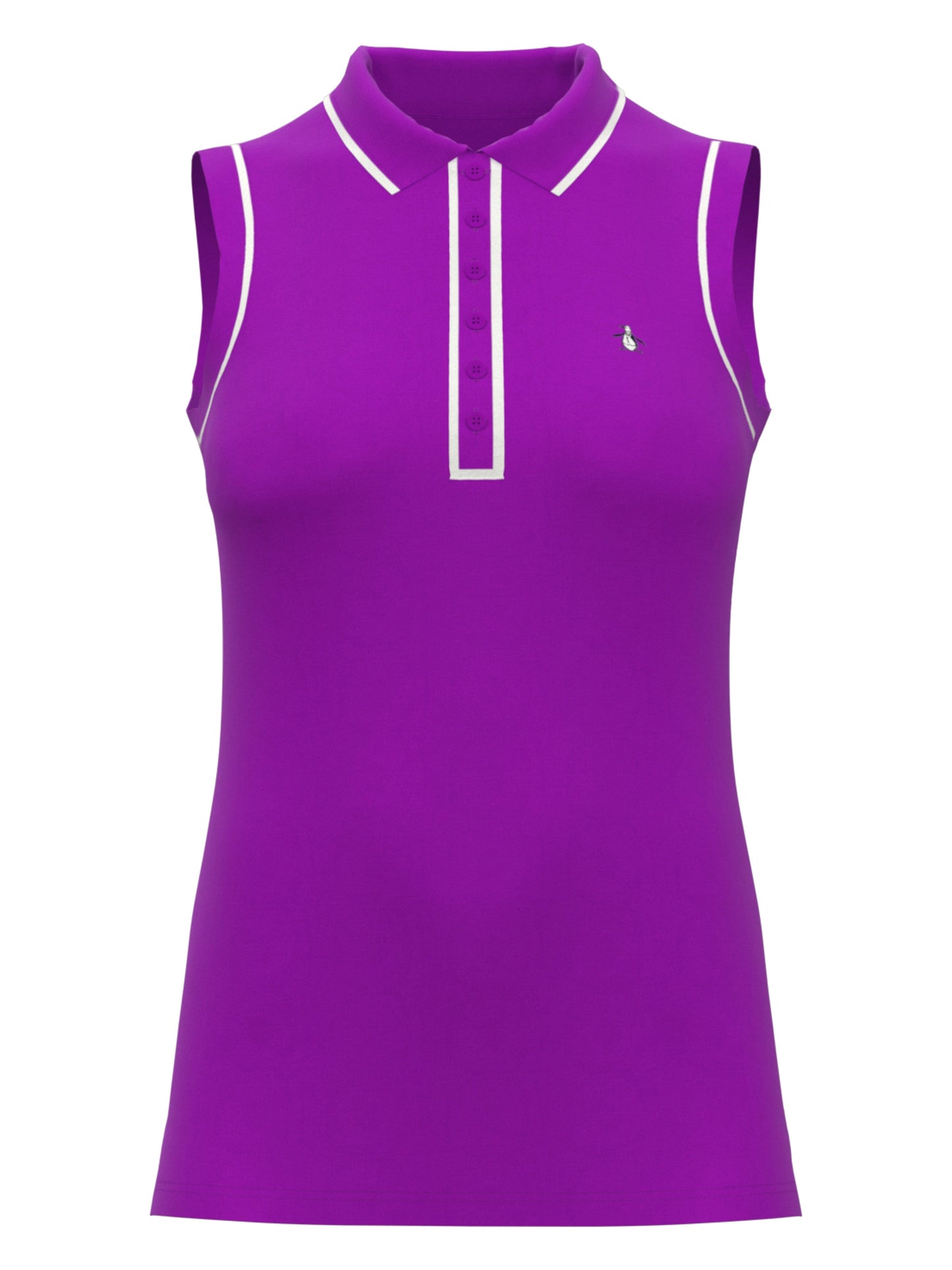 Veronica Sleeveless Golf Polo Shirt (Purple Cactus Flower)