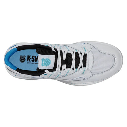 Men`s Tura Team Pickleball Shoes White and Brilliant Blue K-SWISS