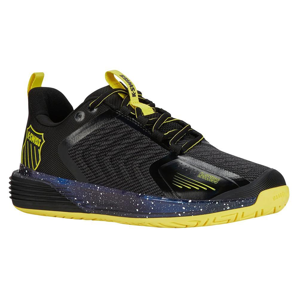 Men`s Ultrashot 3 Tennis Shoes Micro Chip and Black TOP TENNIS SHOES K-SWISS